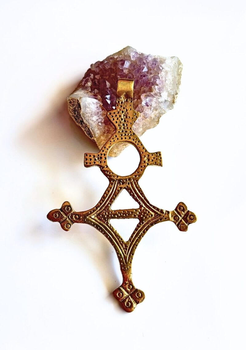 African Brass Cross Pendant