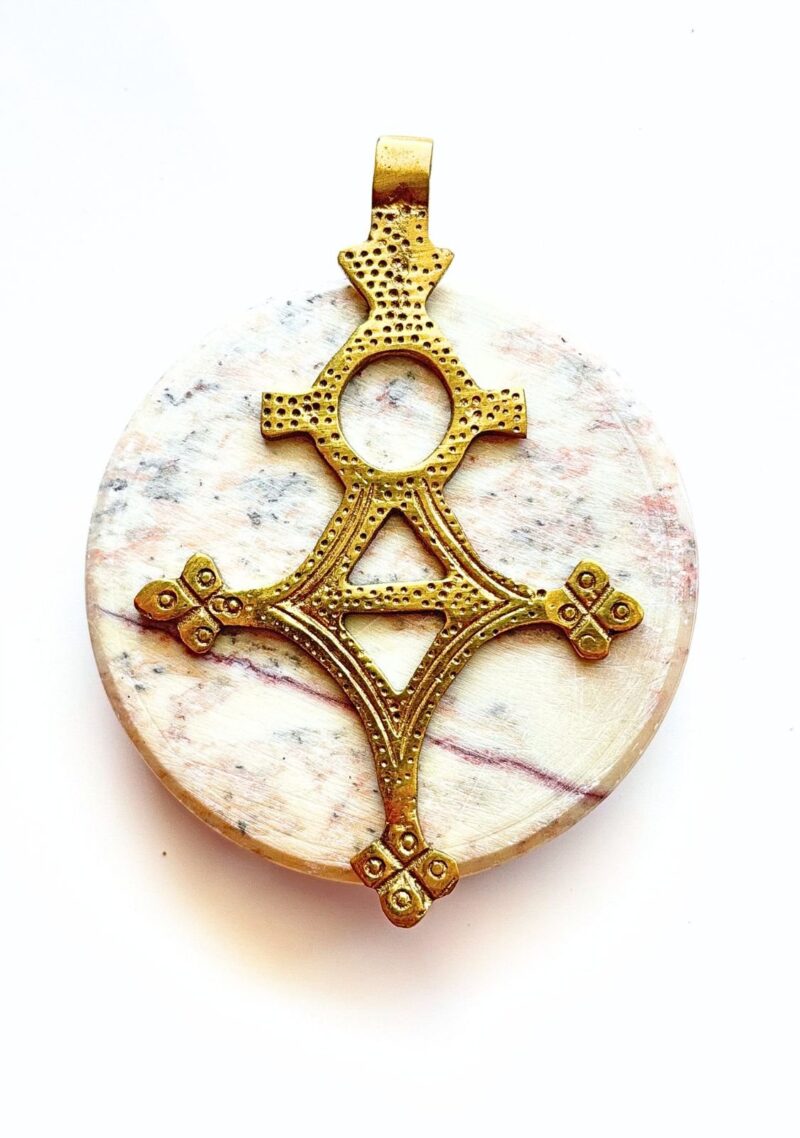 African Brass Cross Pendant - Image 3