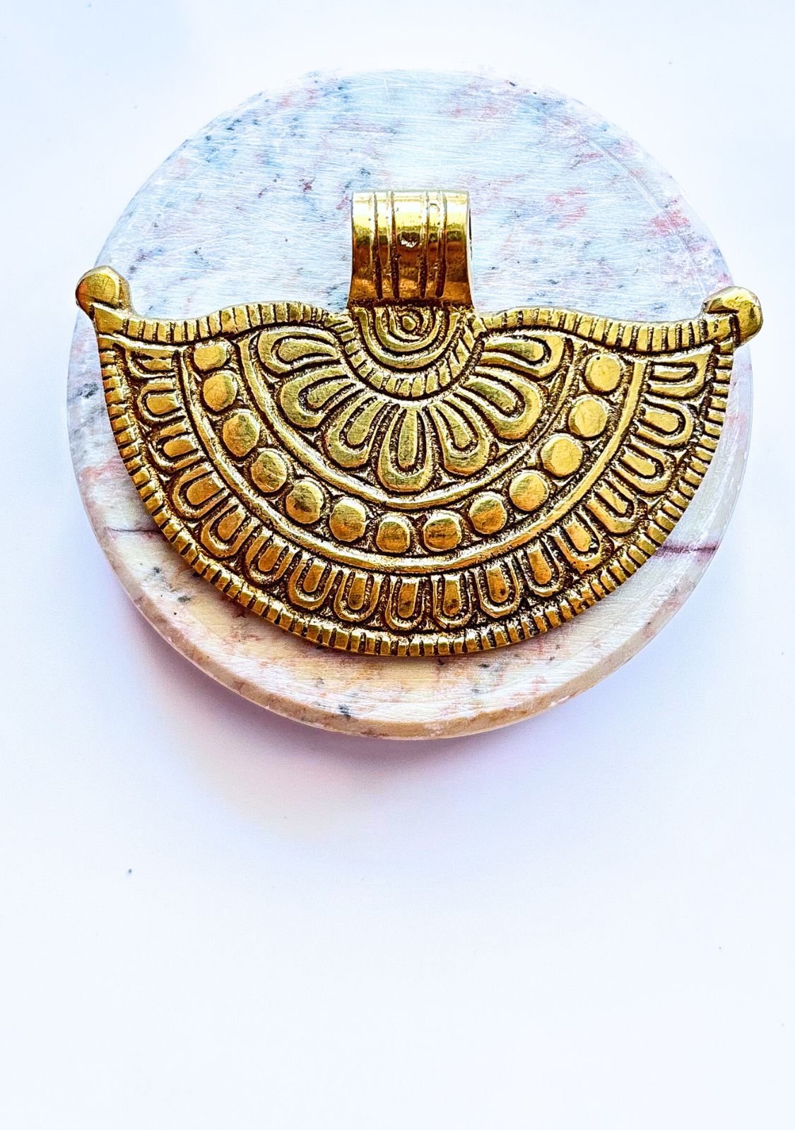 Big Ethnic Brass Pendant – Single Piece - Image 2