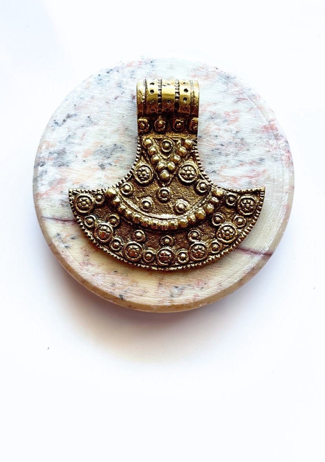 Big Ethnic Brass Pendant – Single Piece - Image 3