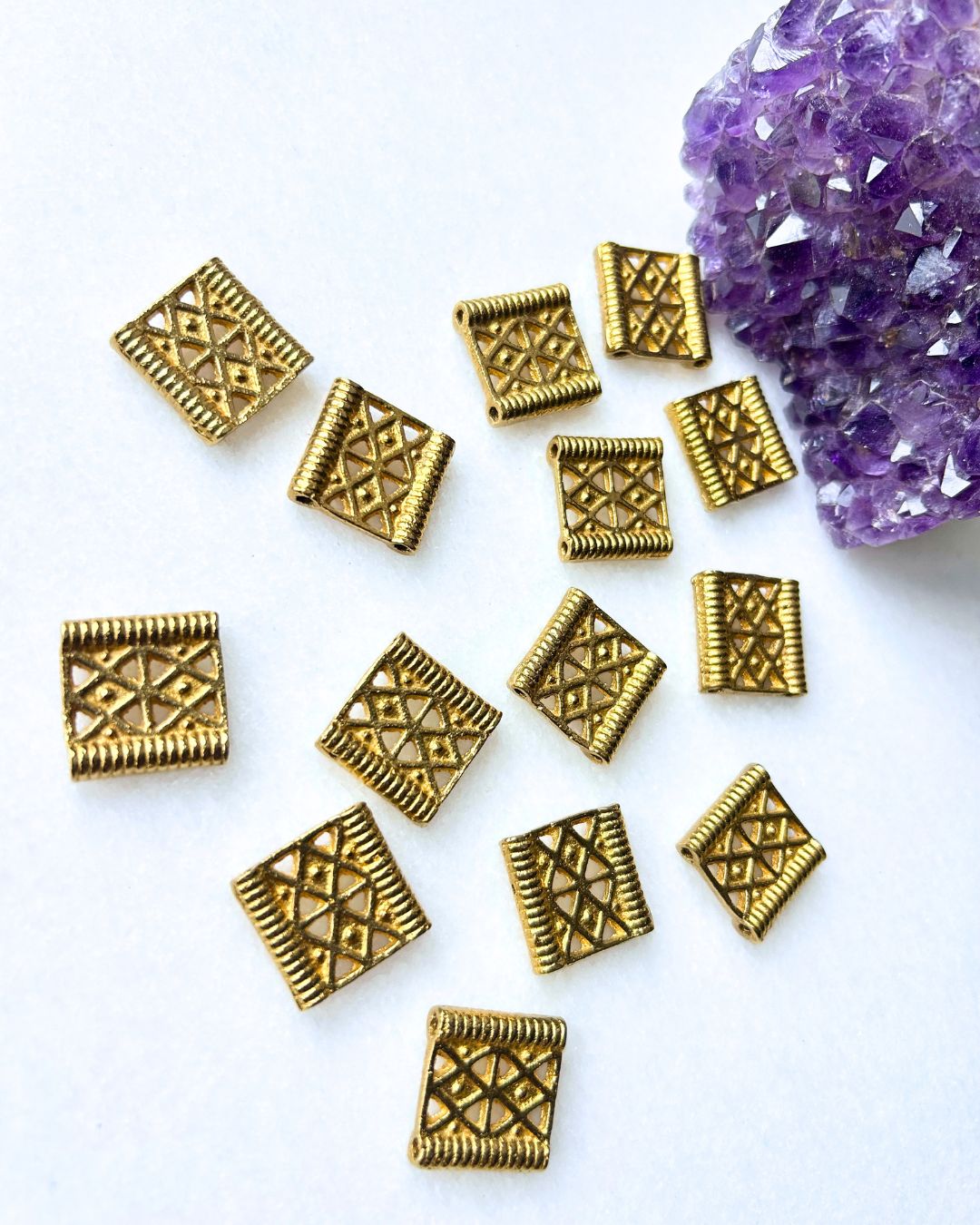 Square Slider Brass Charms – Single Piece