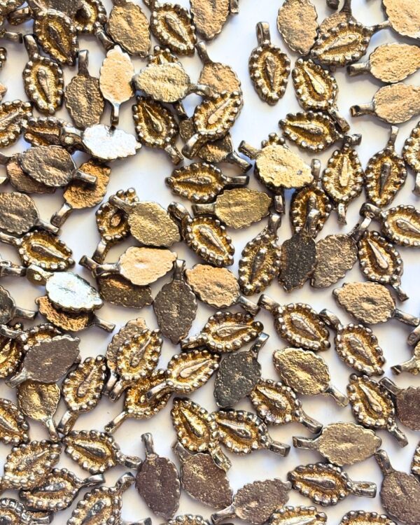 Textured Leaf Brass Charms – Pack of 10 Pieces