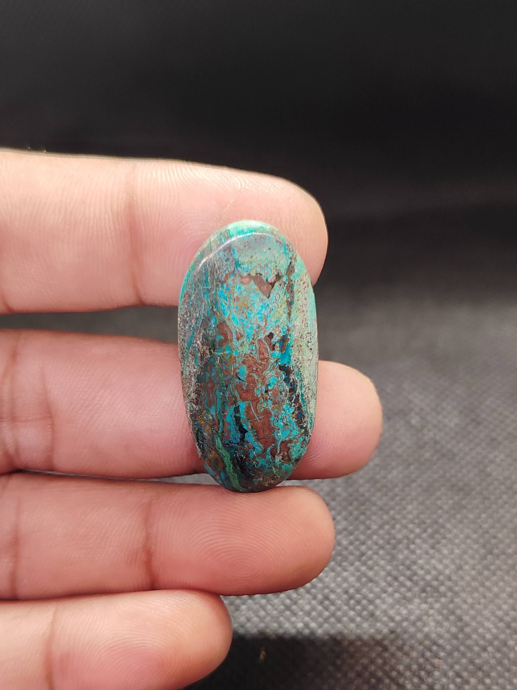 37mm Chrysocolla Cabochon with Blue-Green Tones