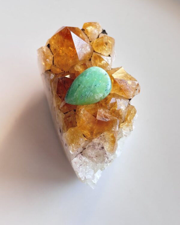 24mm Chrysoprase Gemstone for Wire-Wrapped Jewelry