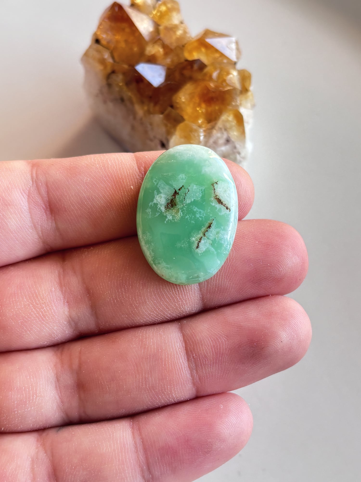 31mm Chrysoprase Cabochon for Personal Jewelry Projects - Image 2