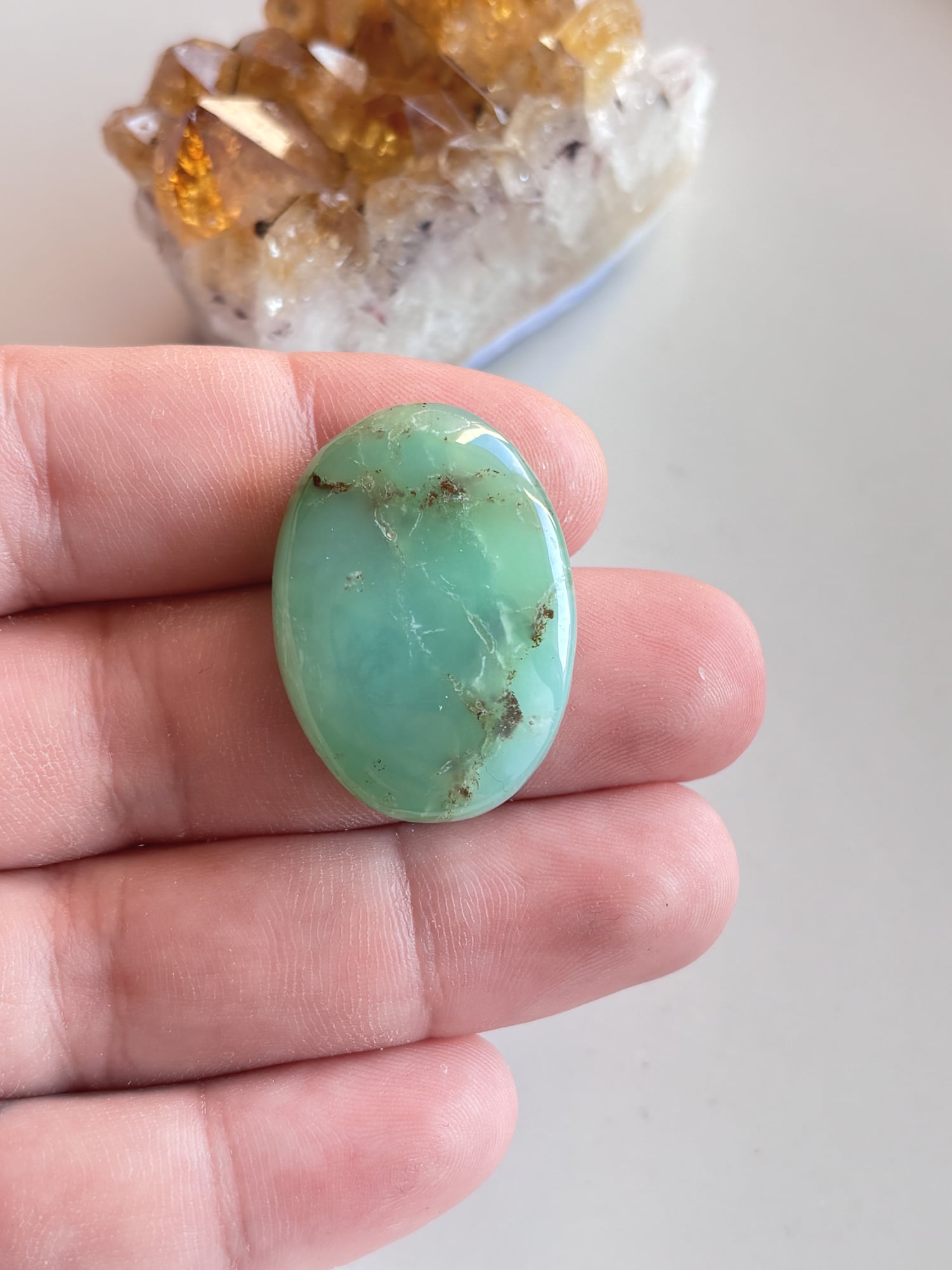 33mm Chrysoprase Cabochon for Handmade Pendants - Image 2