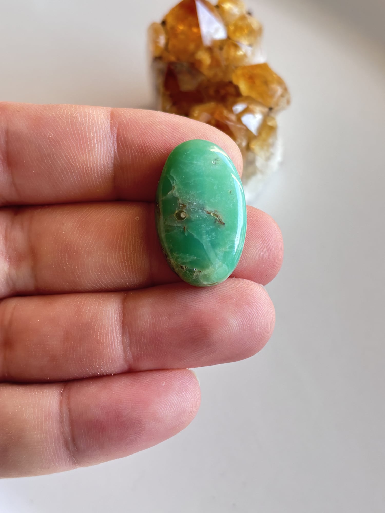 29mm Chrysoprase Cabochon for Macramé Necklaces - Image 2