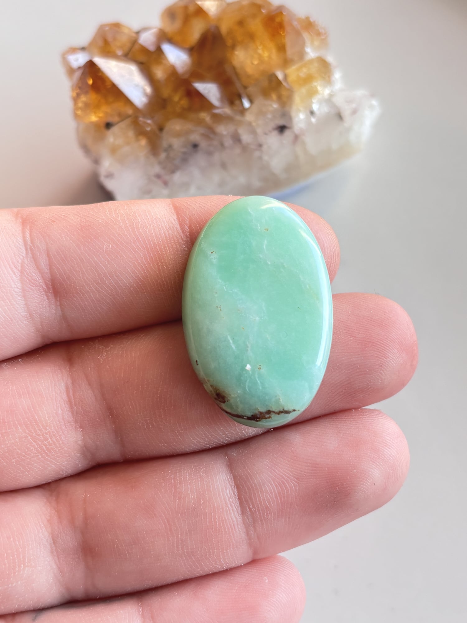35mm Chrysoprase Gemstone for Wire-Wrapped Jewelry - Image 2