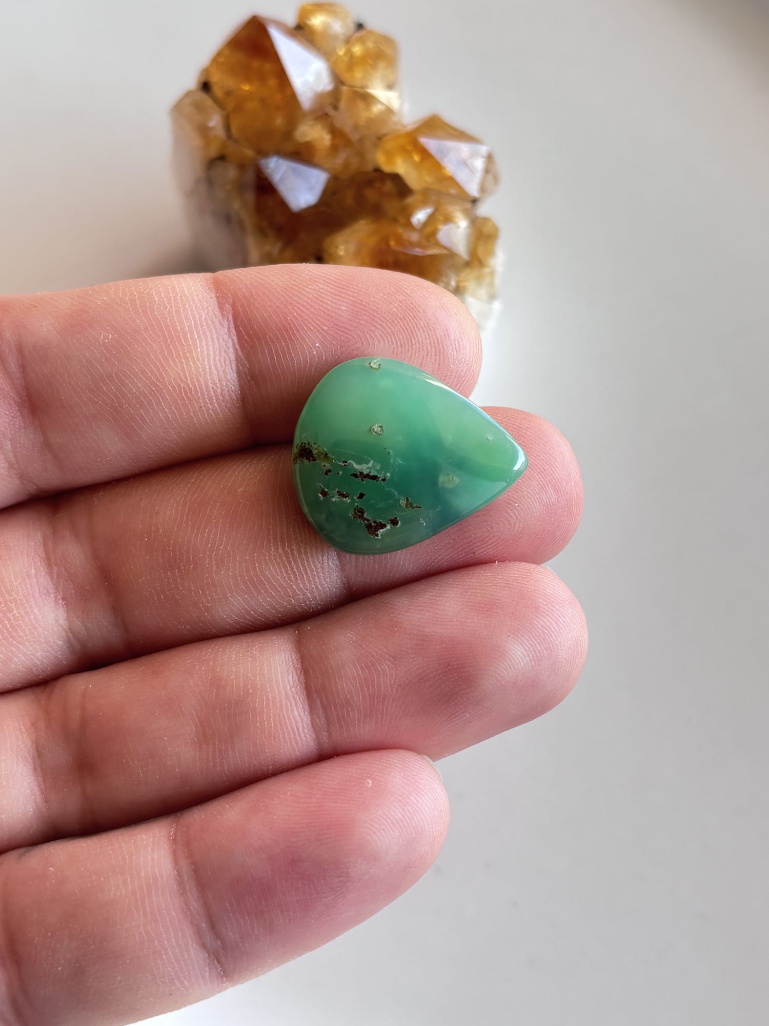 24mm Chrysoprase Cabochon for Wrapped Pendants - Image 2