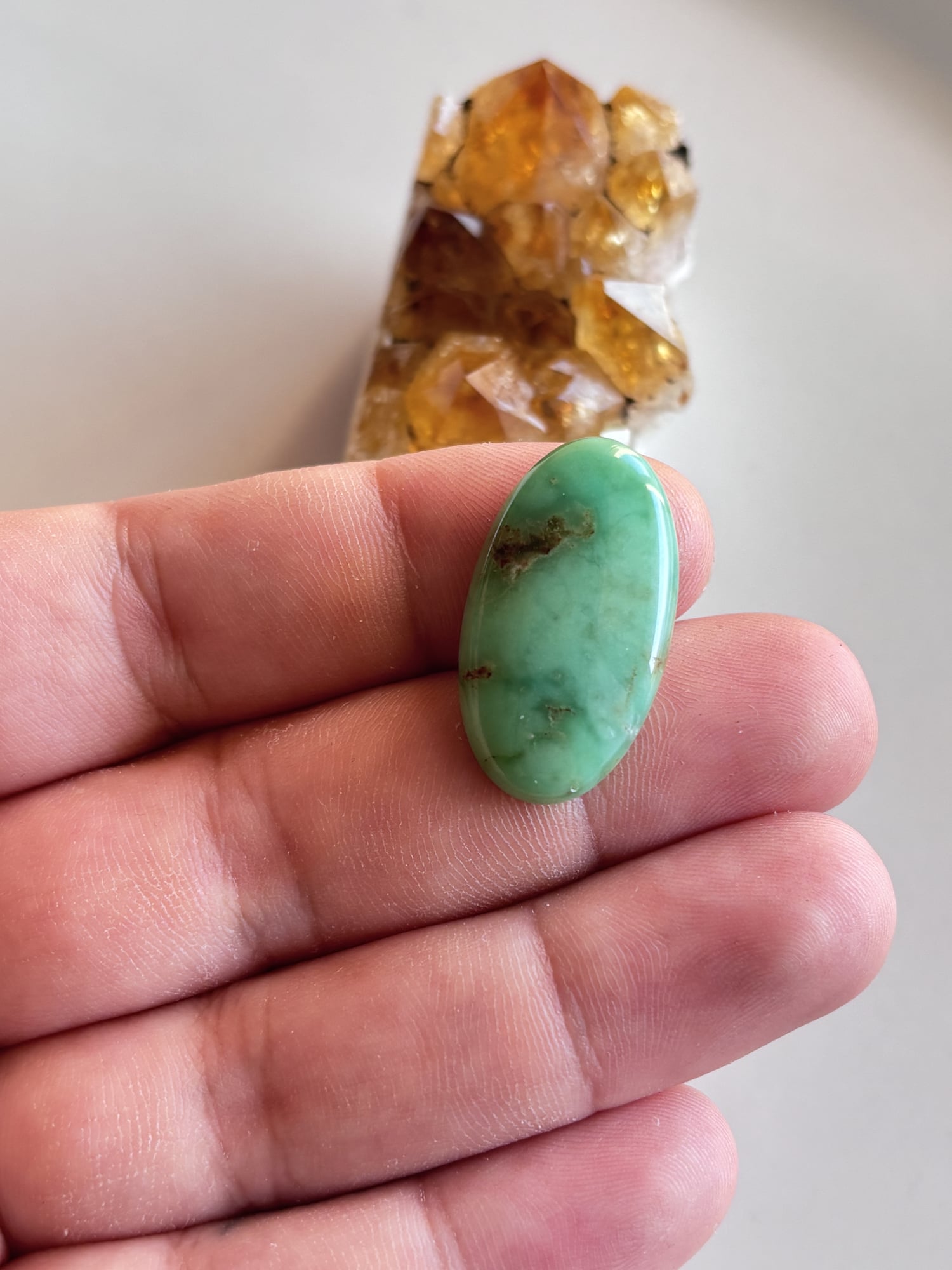 31mm Chrysoprase Cabochon for Macramé Necklaces - Image 2