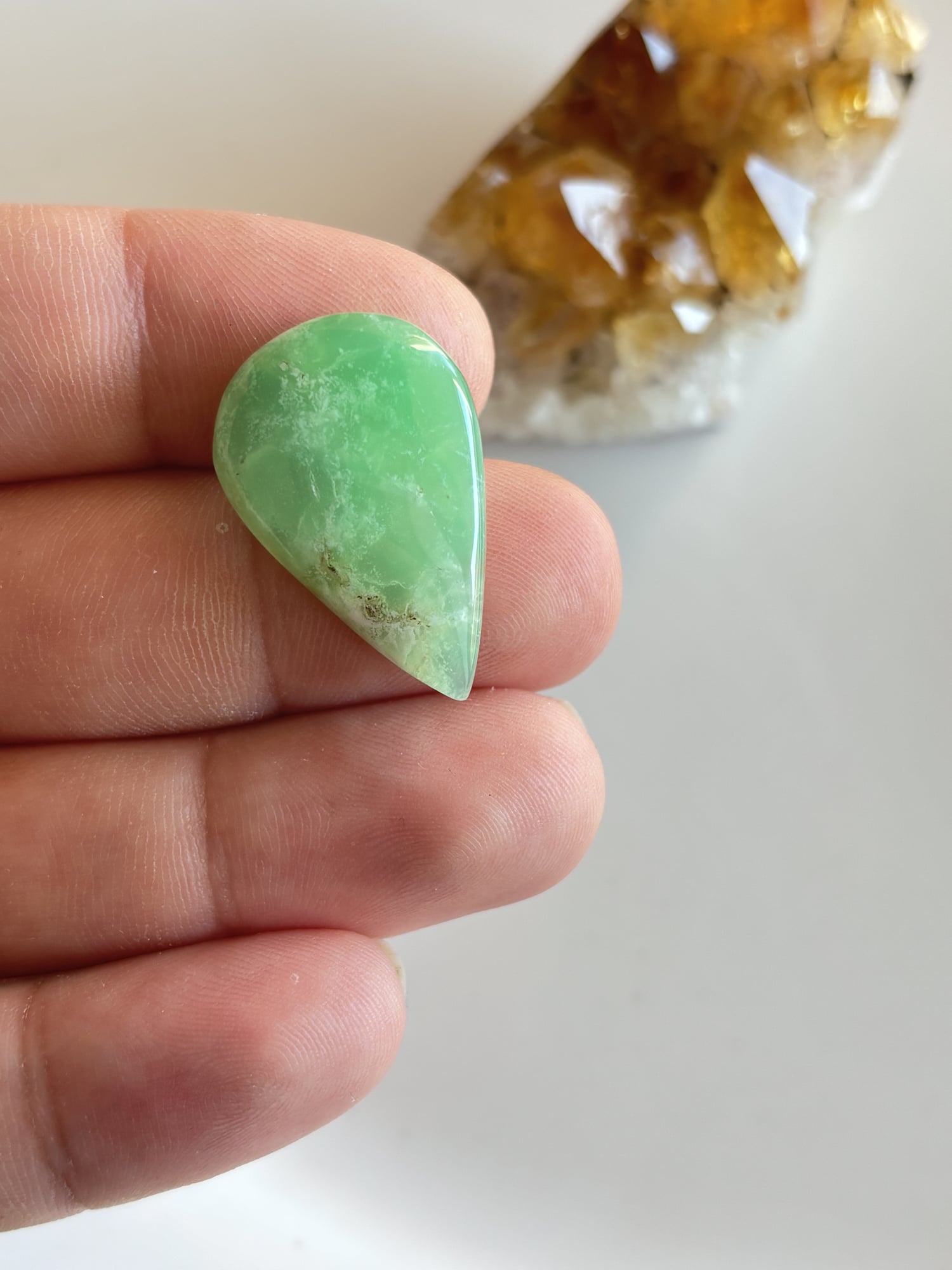29mm Chrysoprase Cabochon for Wrapped Pendants - Image 2
