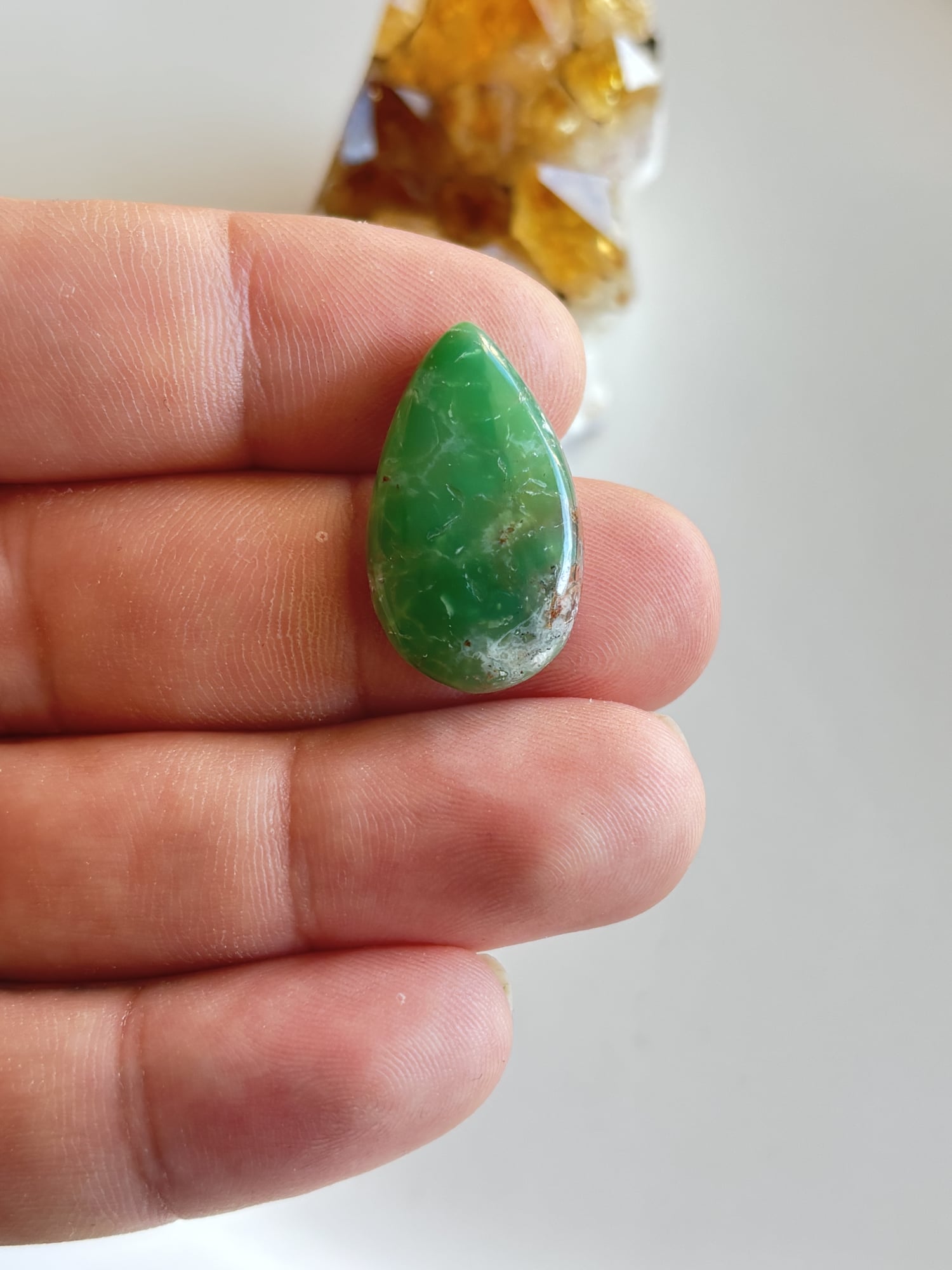 27mm Chrysoprase Gemstone for Wire-Wrapped Jewelry - Image 2