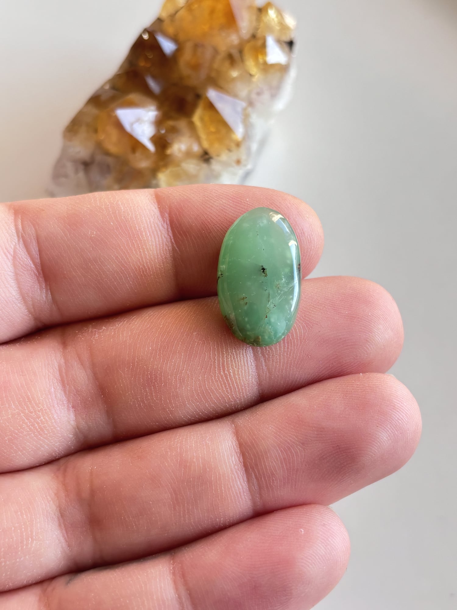 22mm Chrysoprase Cabochon for Macramé Necklaces - Image 2