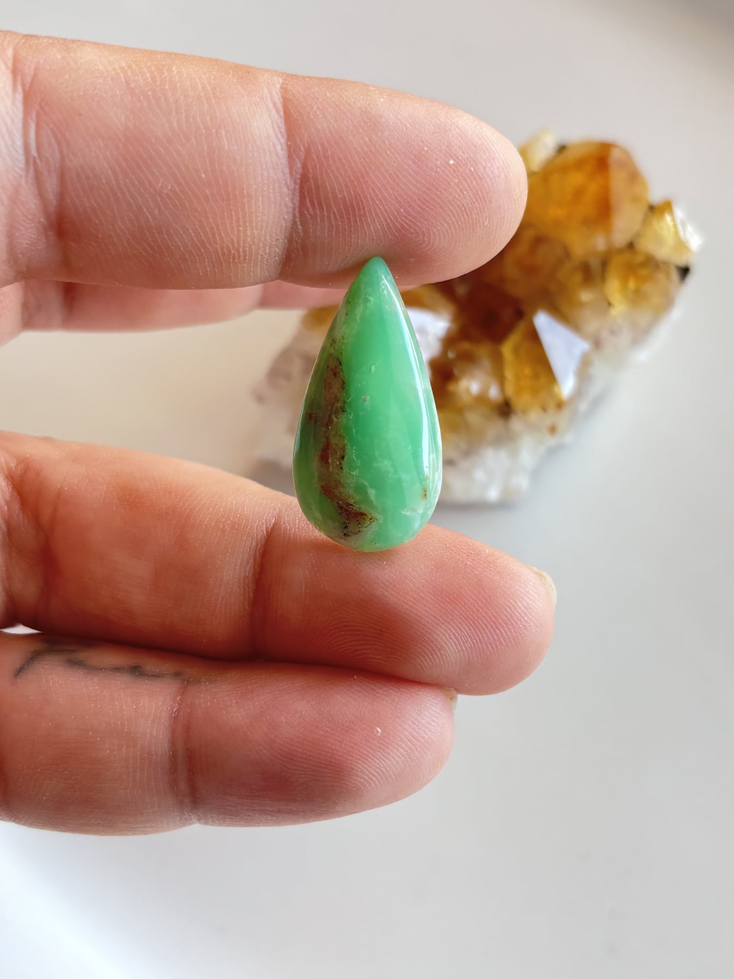 29mm Chrysoprase Cabochon for Wrapped Pendants - Image 2