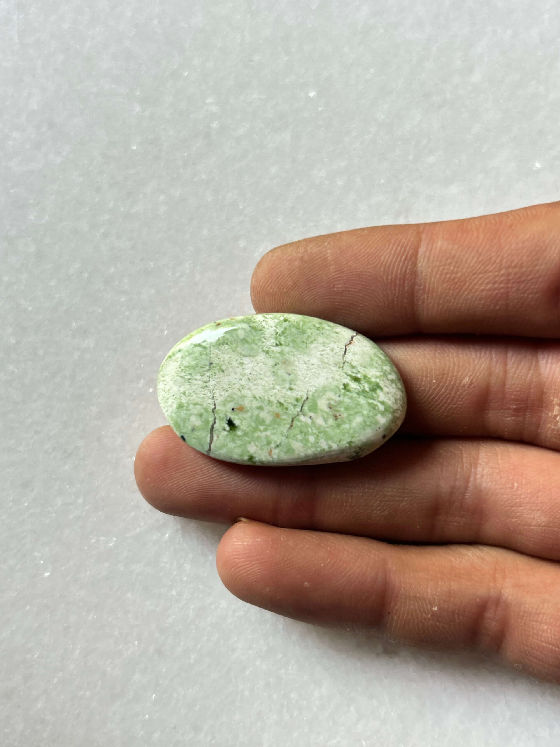 37mm Chrome Chalcedony Cabochon for Macramé Jewelry