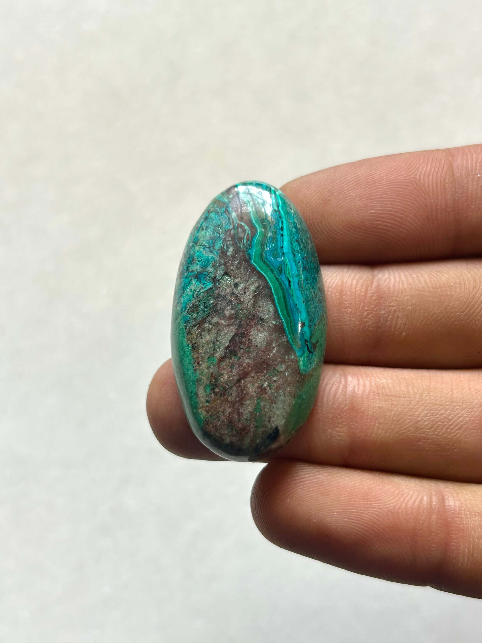 38 mm Malachite and Chrysocolla Stone