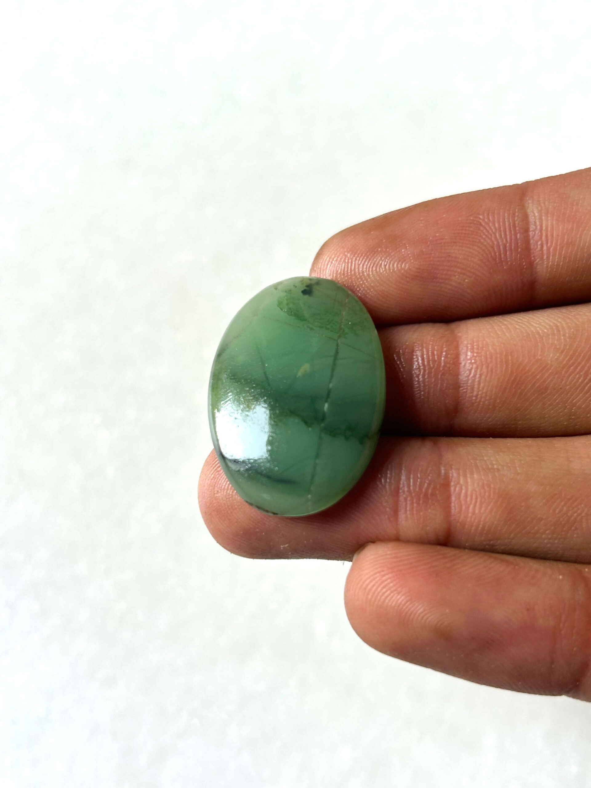 31 mm Green Jade Cabochon for Macrame