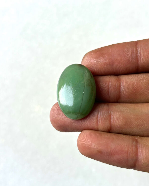 27 mm Green Jade Cabochon for Macrame