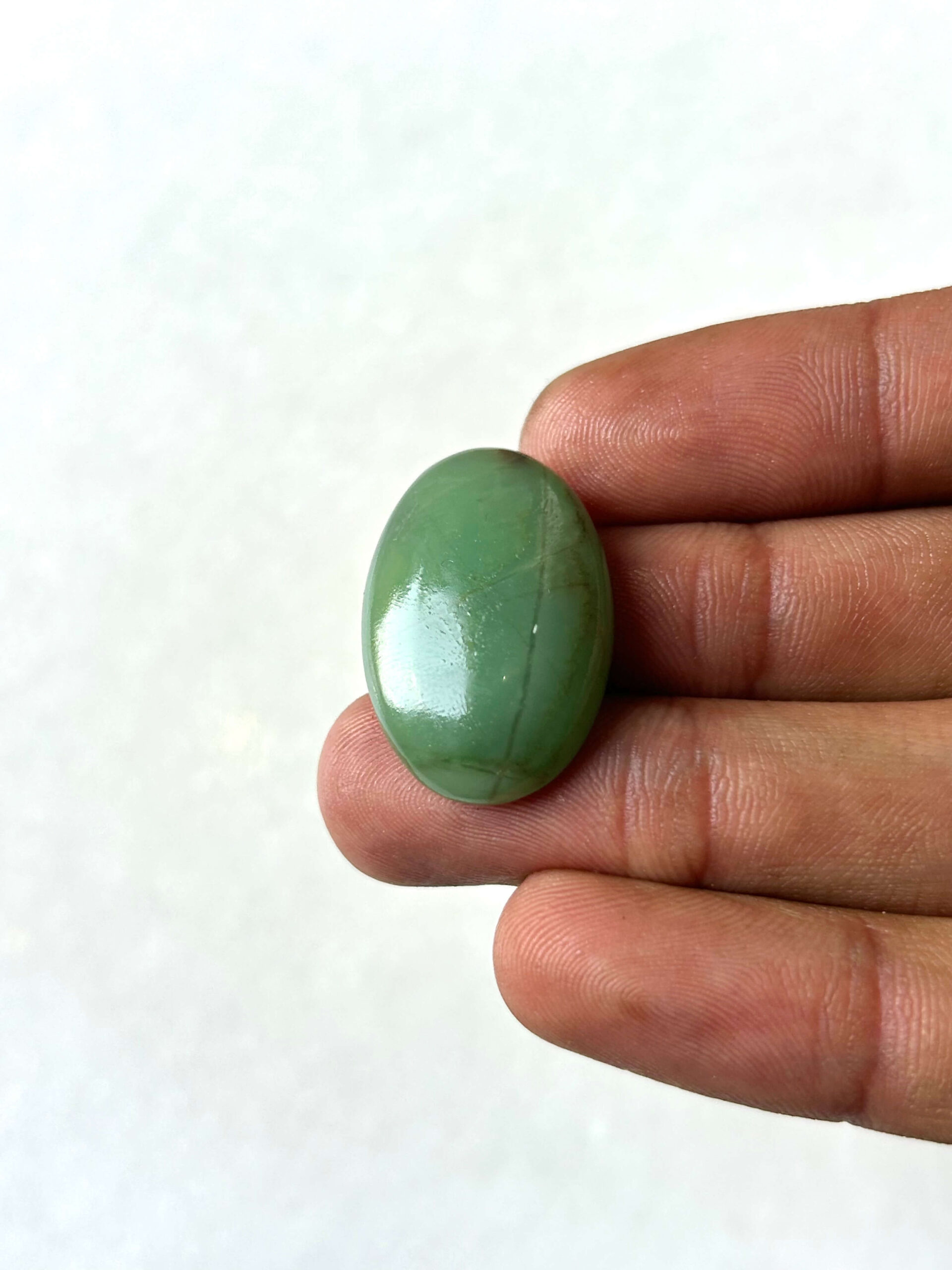 27 mm Green Jade Cabochon for Macrame