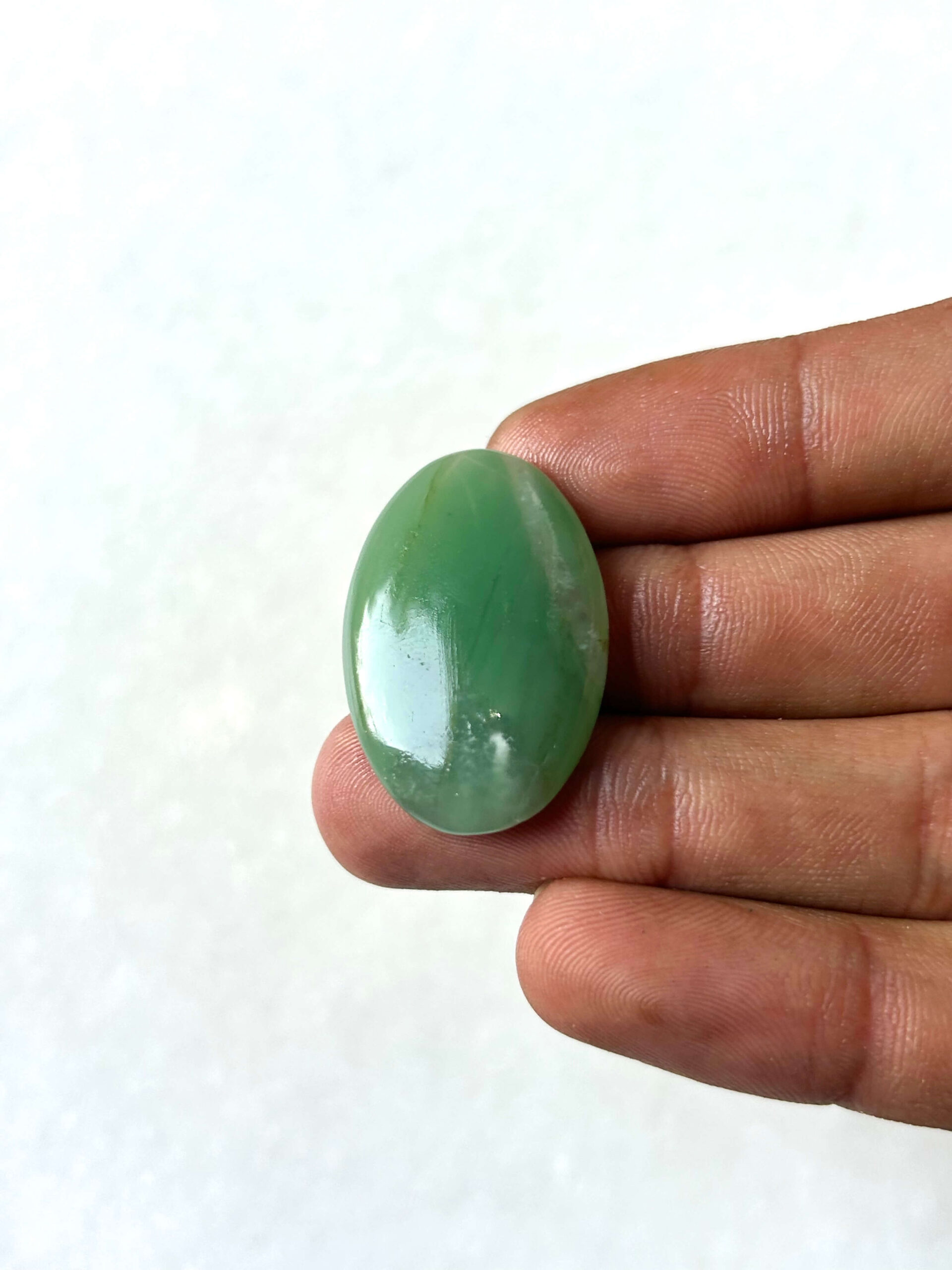 32 mm Green Jade Stone for Jewelry Making