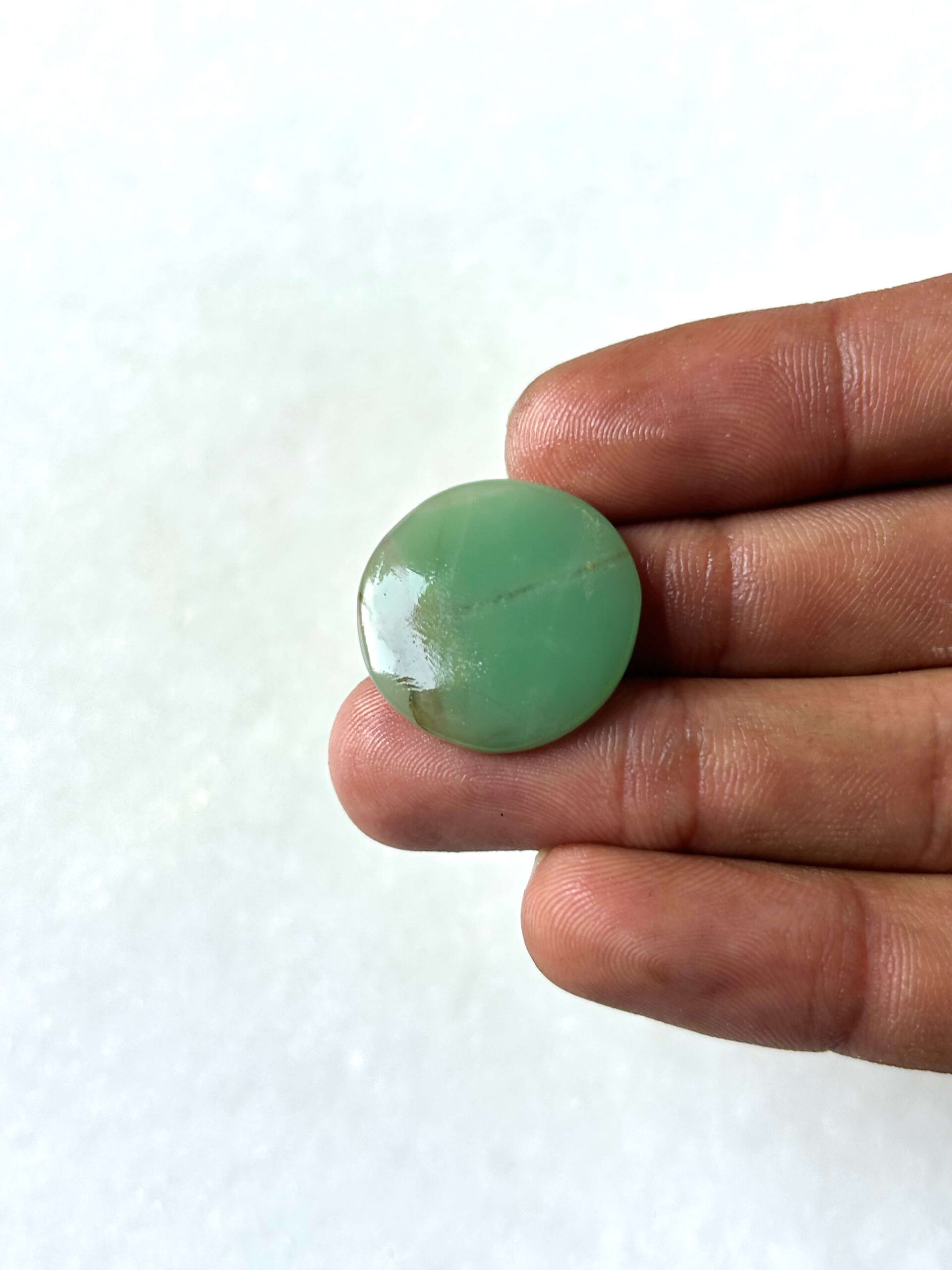 22 mm Green Jade Cabochon for Macrame