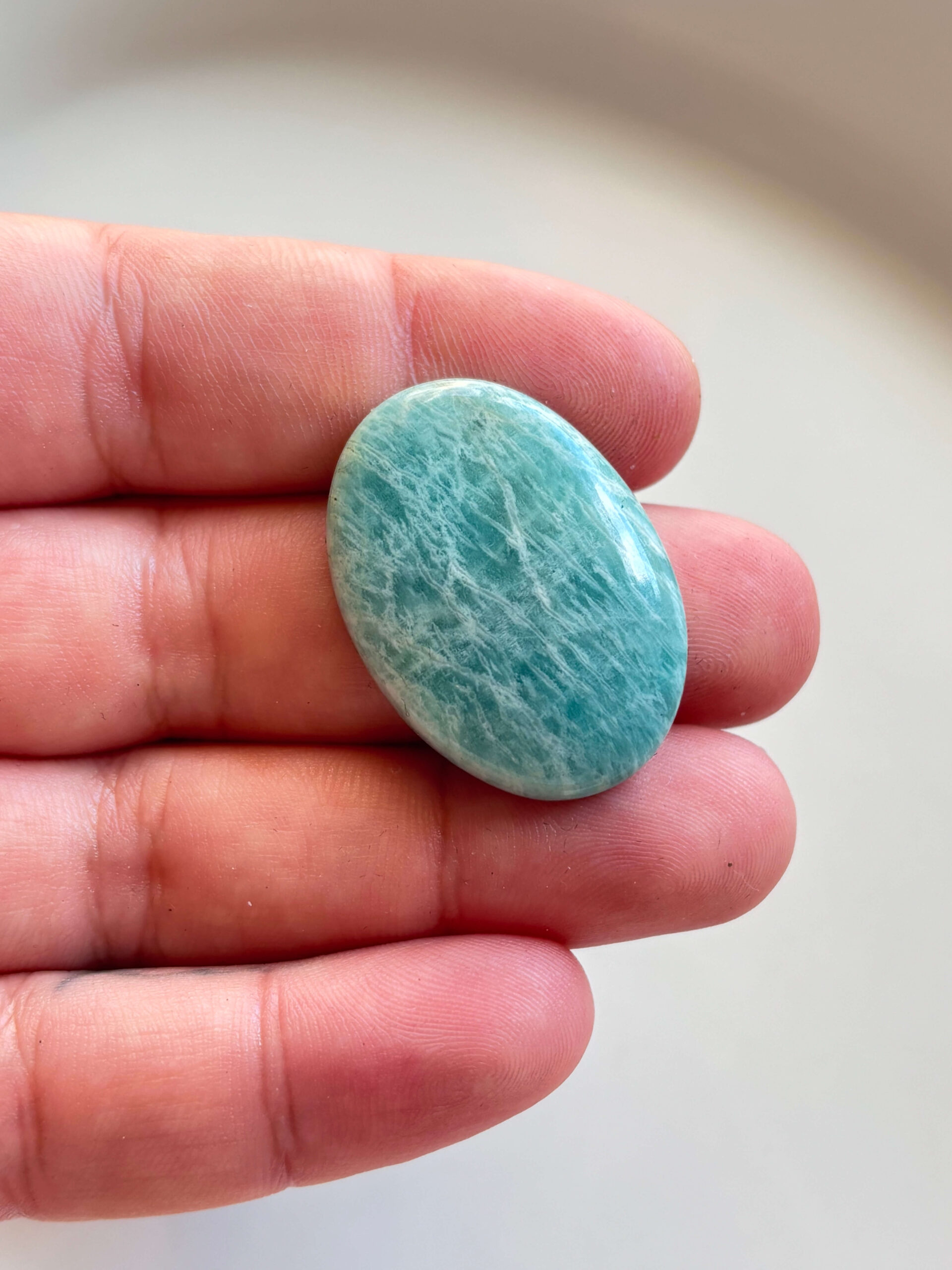 35mm Amazonite Cabochon for Macramé Jewellery - Image 2