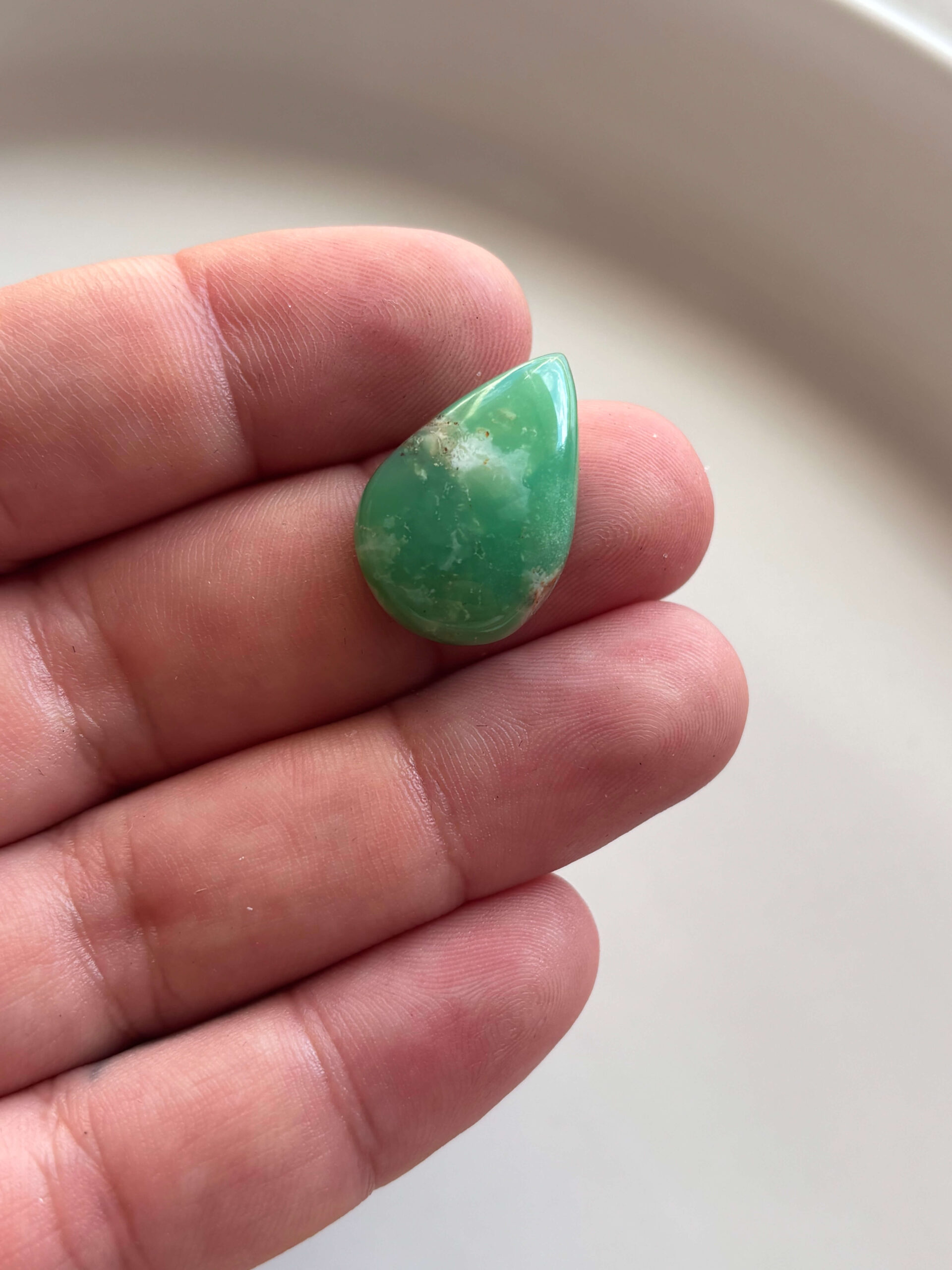 25mm Chrysoprase Stone for Wire Wrapping - Image 2
