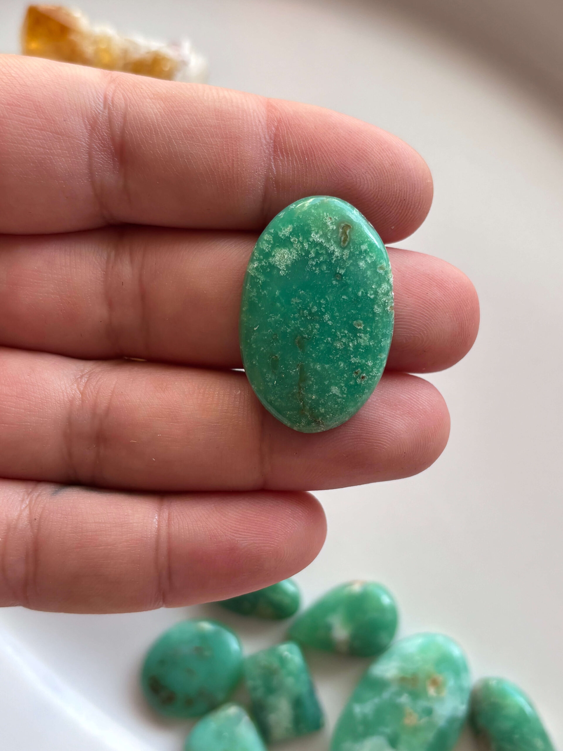 34mm Chrysoprase Cabochon for Pendant Making - Image 2