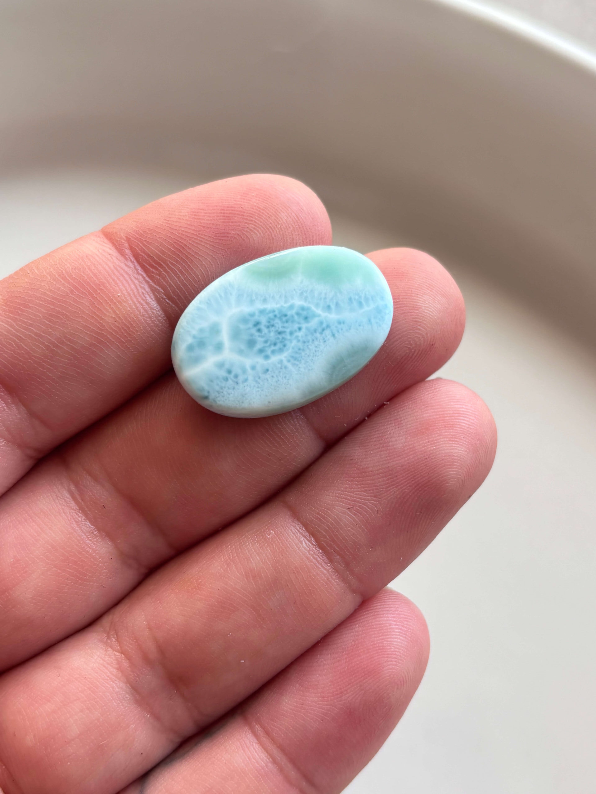 28mm Premium Larimar Cabochon for Macramé - Image 2