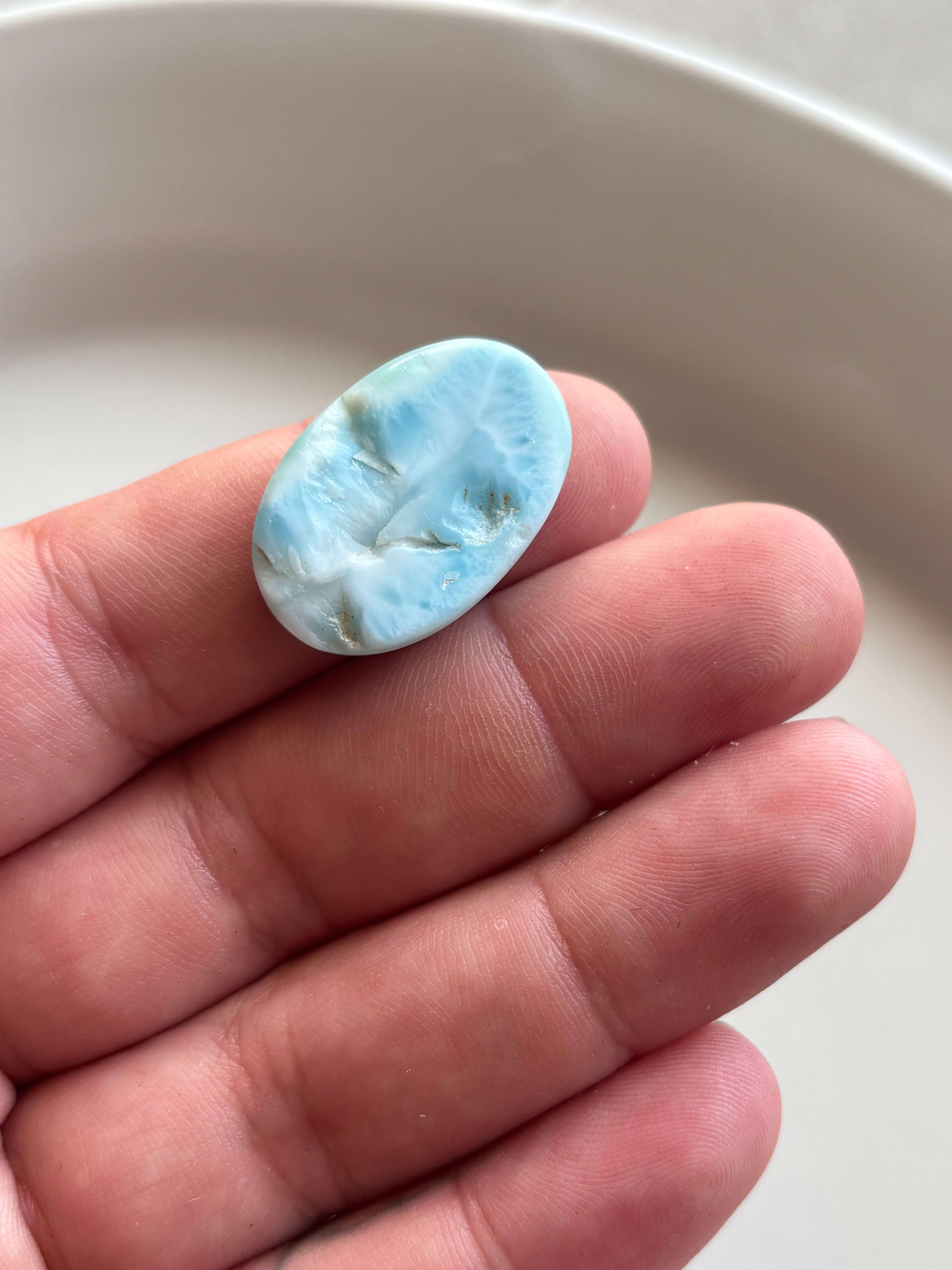 28mm Premium Larimar Cabochon for Macramé - Image 3