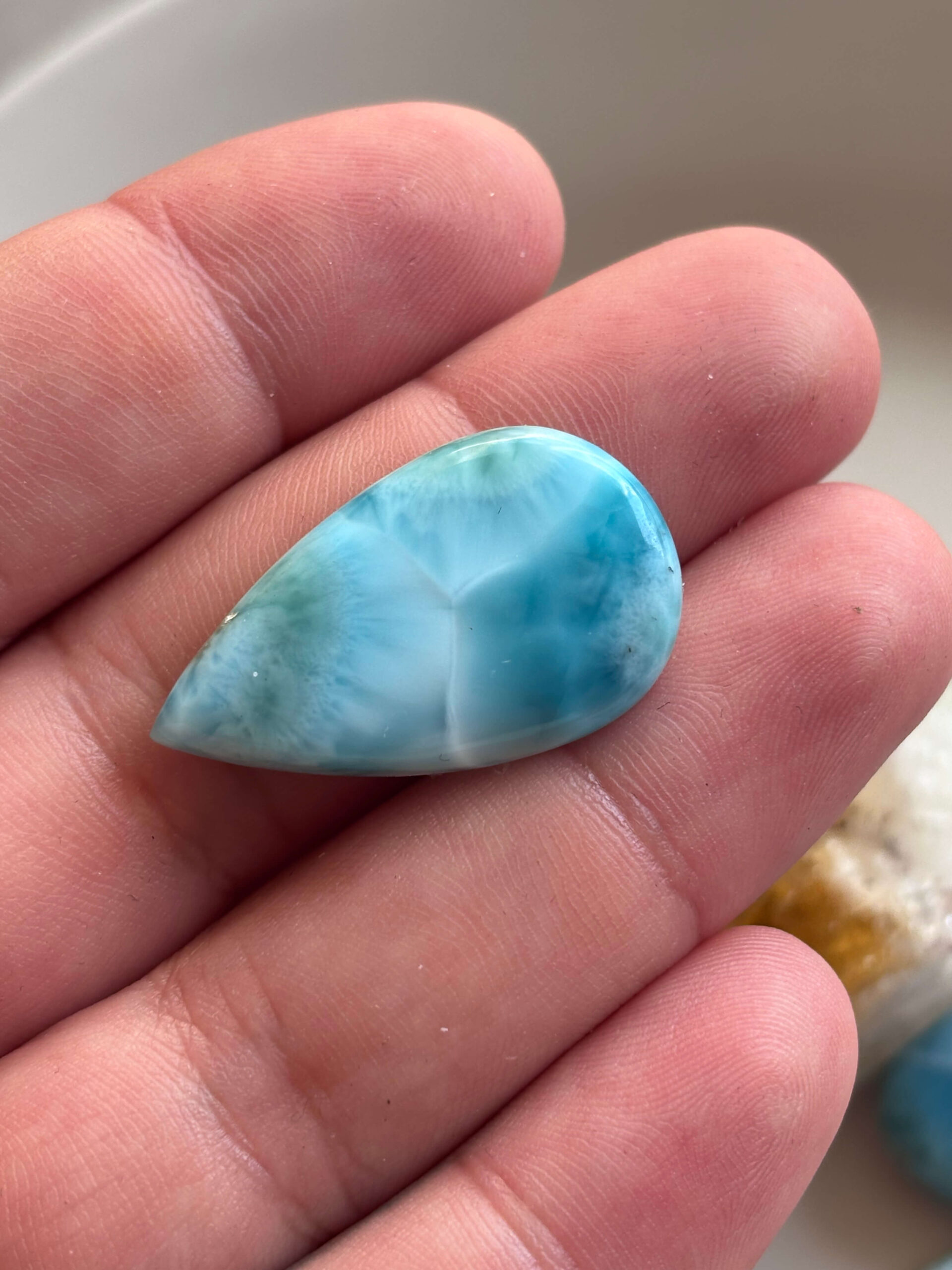33mm Premium Larimar Cabochon for Statement Pendants - Image 2