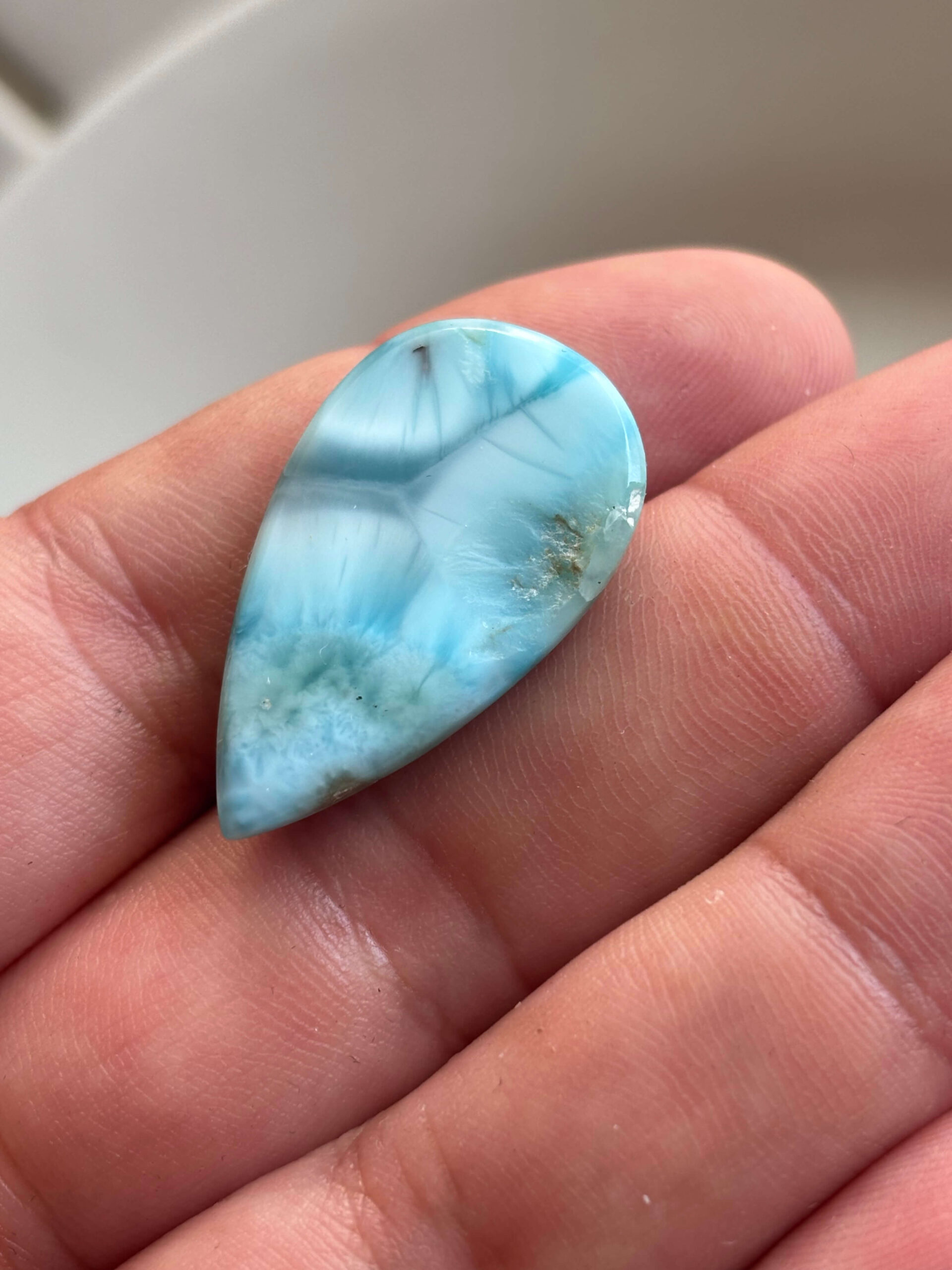 33mm Premium Larimar Cabochon for Statement Pendants - Image 3