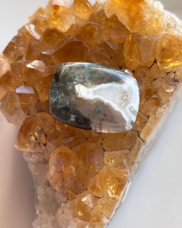 29mm Moss Agate Stone for Wire Wrapping