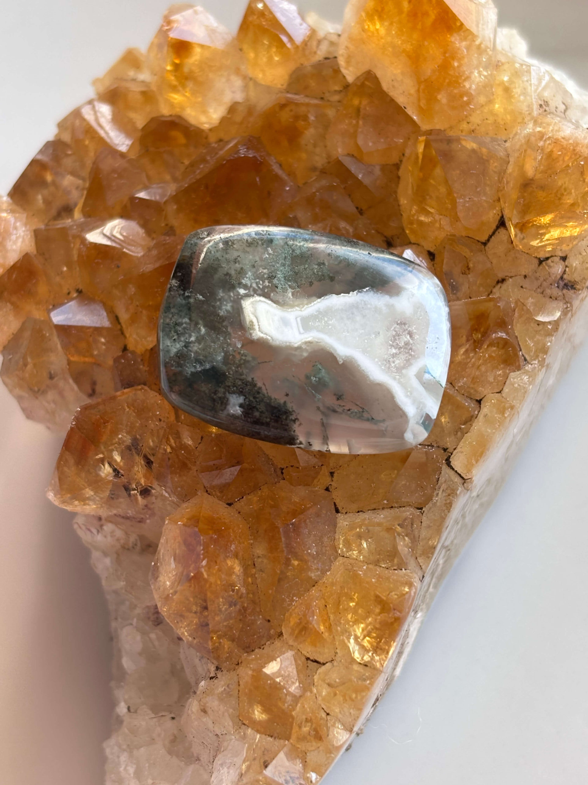 29mm Moss Agate Stone for Wire Wrapping