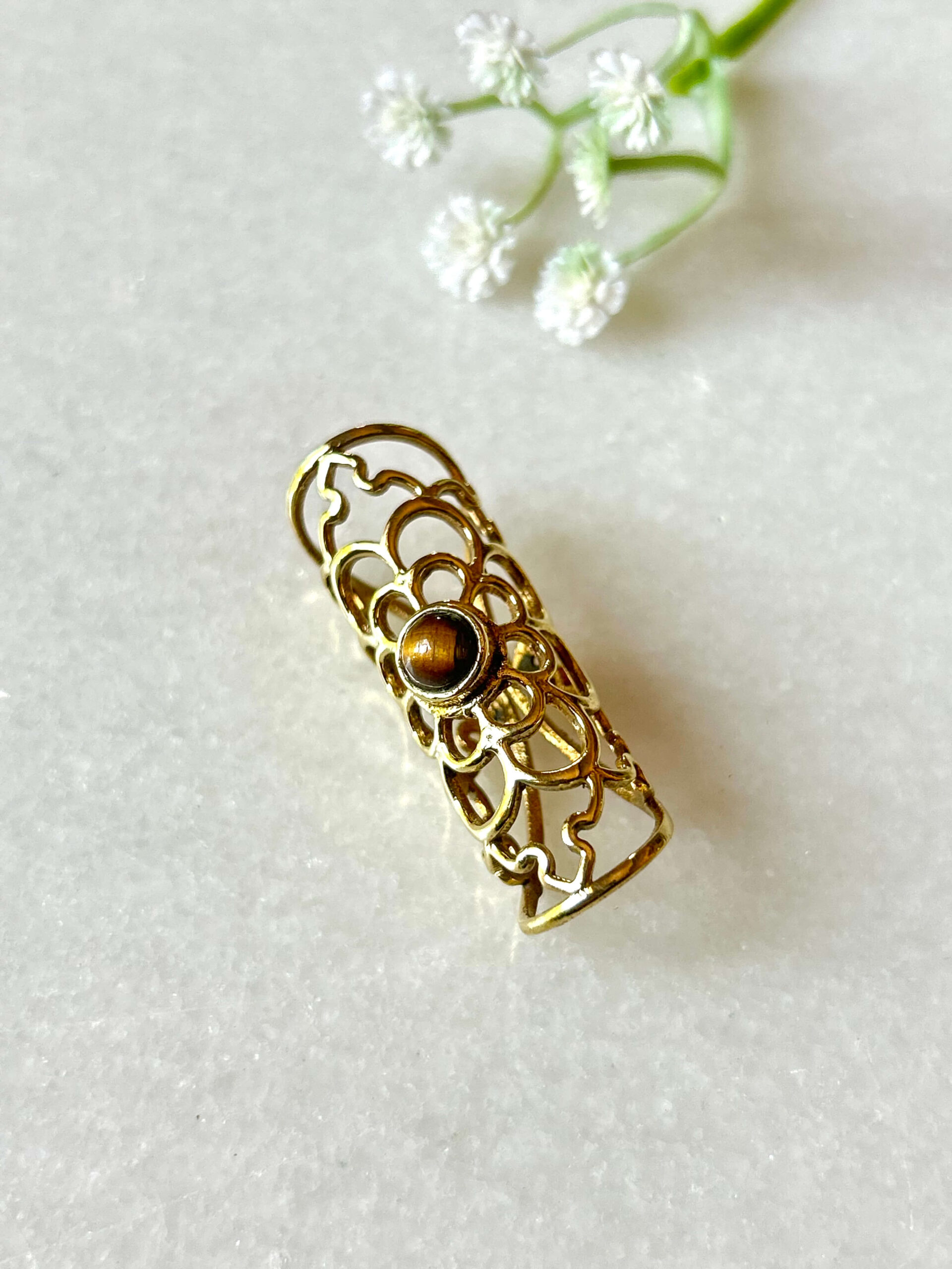 Floral Filigree Brass Dreadlock Bead - Image 2