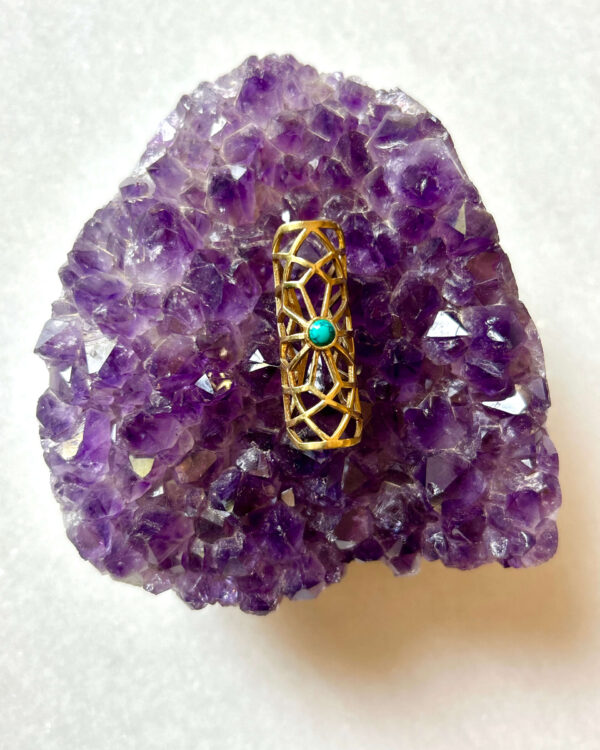 Sunburst Chinese Turquoise Brass Dreadlock Bead