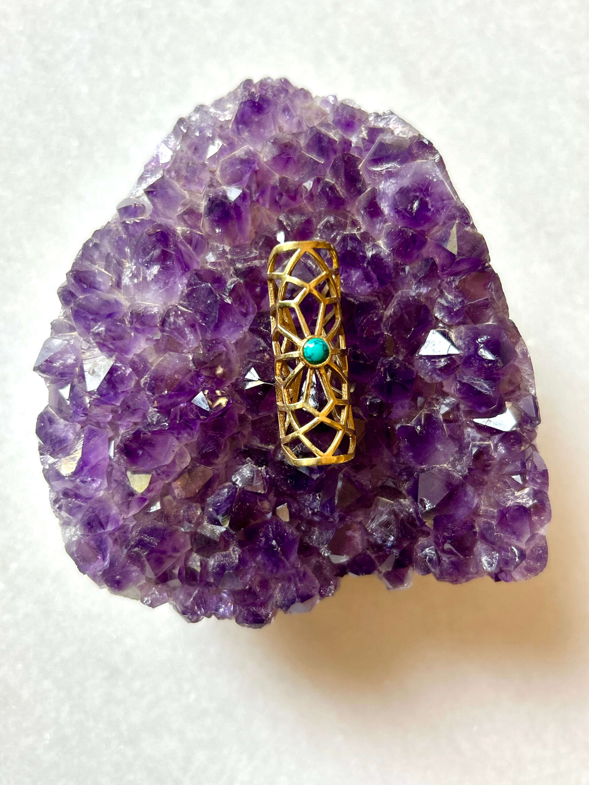 Sunburst Chinese Turquoise Brass Dreadlock Bead