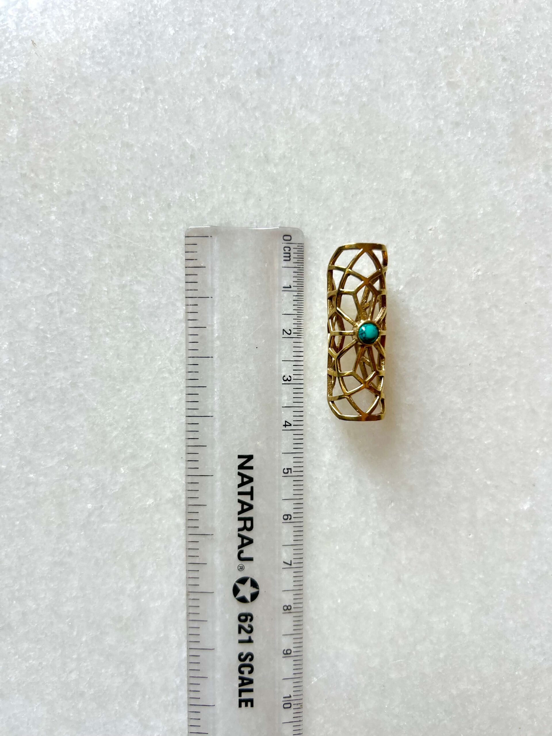 Sunburst Chinese Turquoise Brass Dreadlock Bead - Image 3