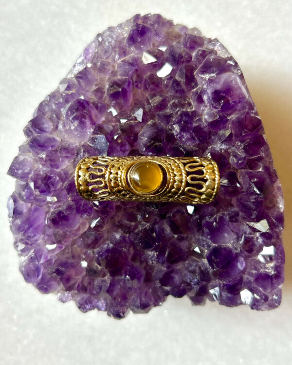 Decorative Cabochon Yellow Onyx Brass Dreadlock Jewelry