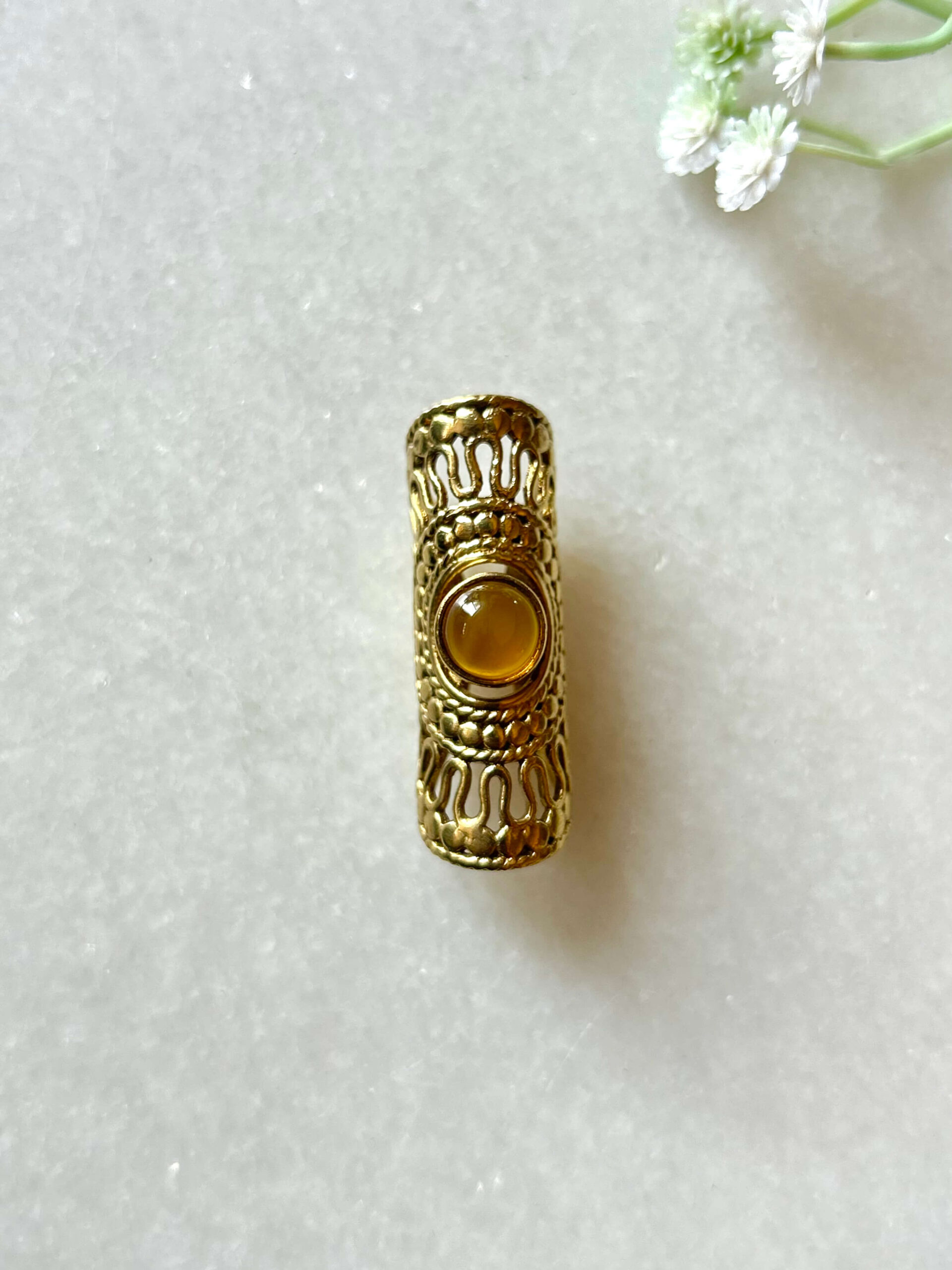 Decorative Cabochon Yellow Onyx Brass Dreadlock Jewelry - Image 2