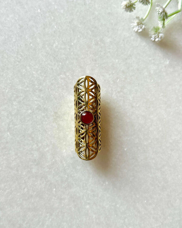 Celestial Bloom Red Onyx Brass Dreadlock Jewelry