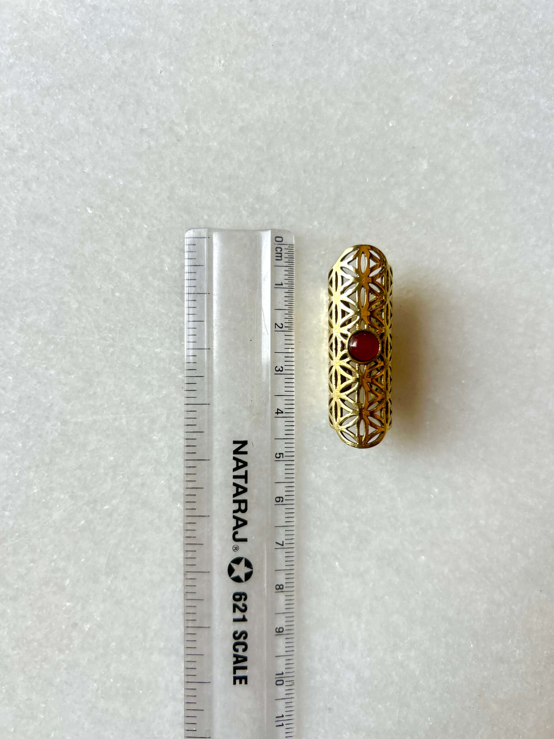 Celestial Bloom Red Onyx Brass Dreadlock Jewelry - Image 2
