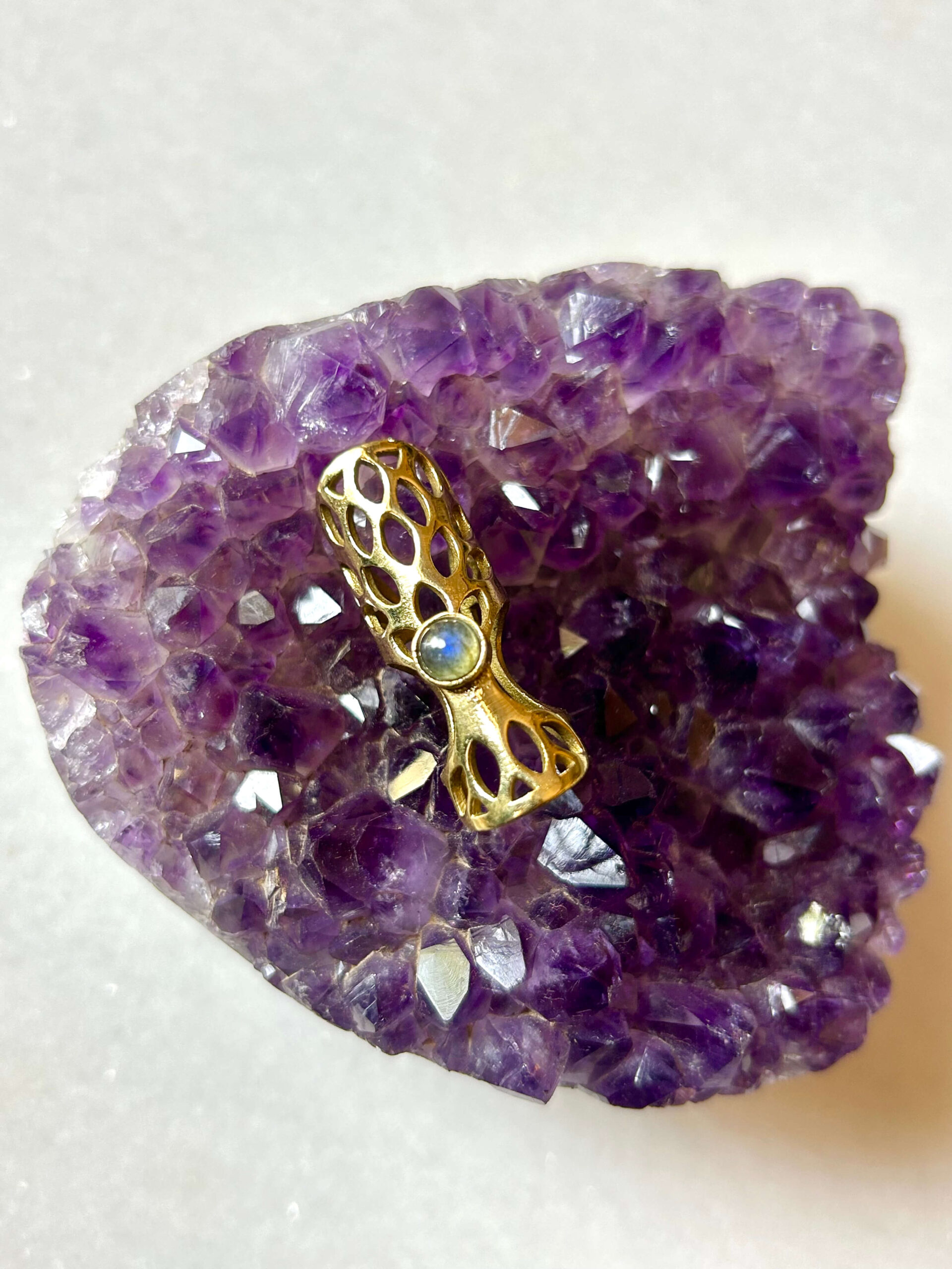 Decorative Labradorite Brass Dreadlock Jewelry