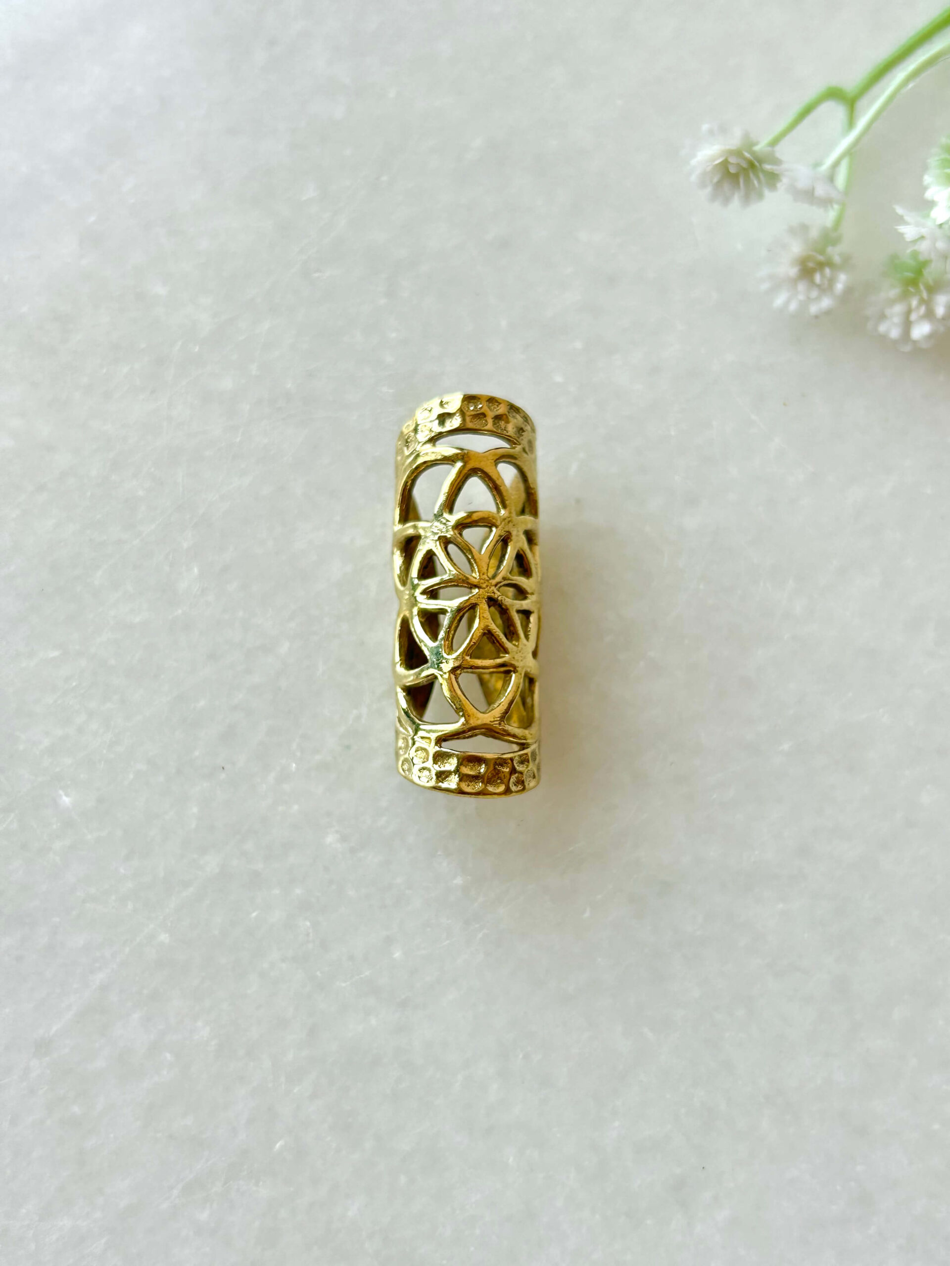 Mandala Cutwork Brass Dreadlock Bead - Image 2