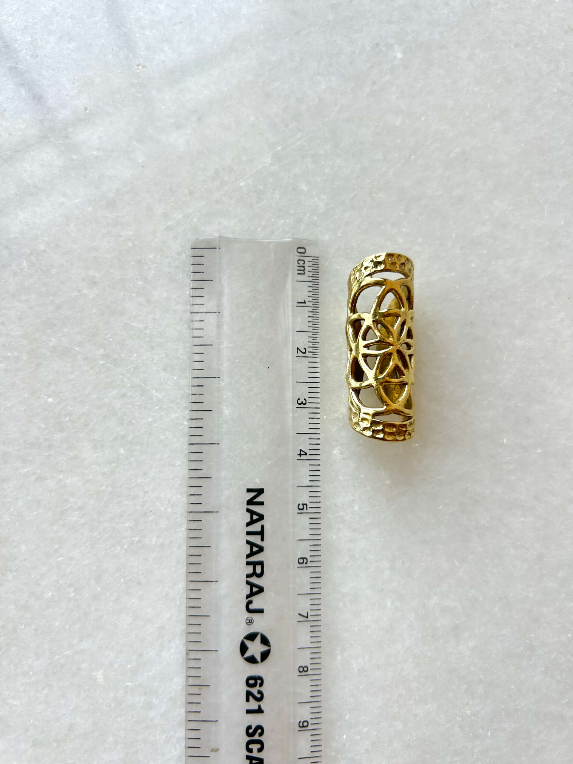Mandala Cutwork Brass Dreadlock Bead - Image 3