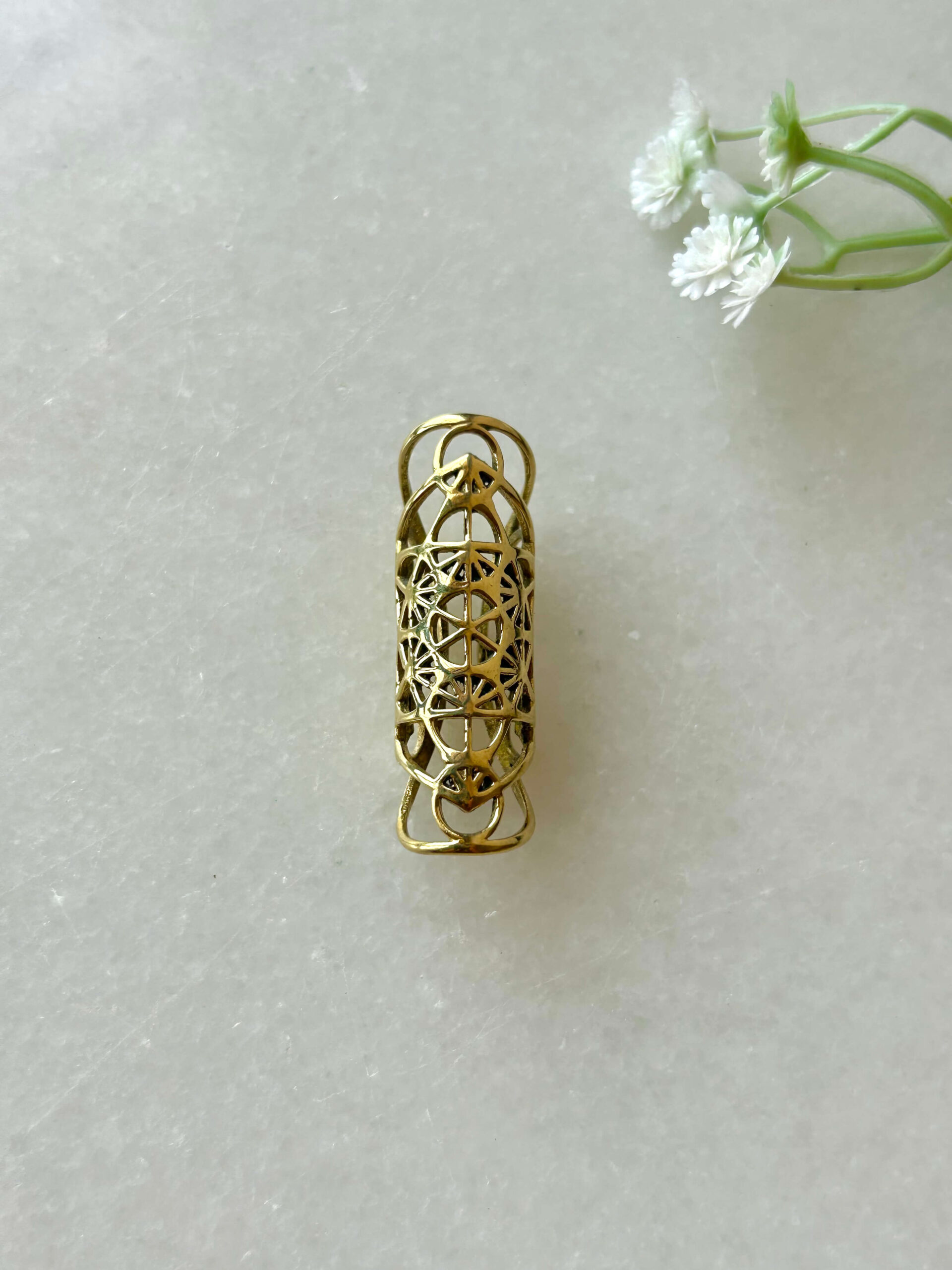 Geomtric Brass Dreadlock Bead - Image 2