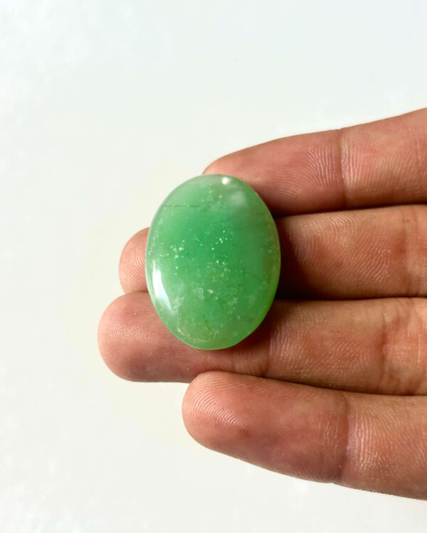 33 mm Green Jade Cabochon for Macrame