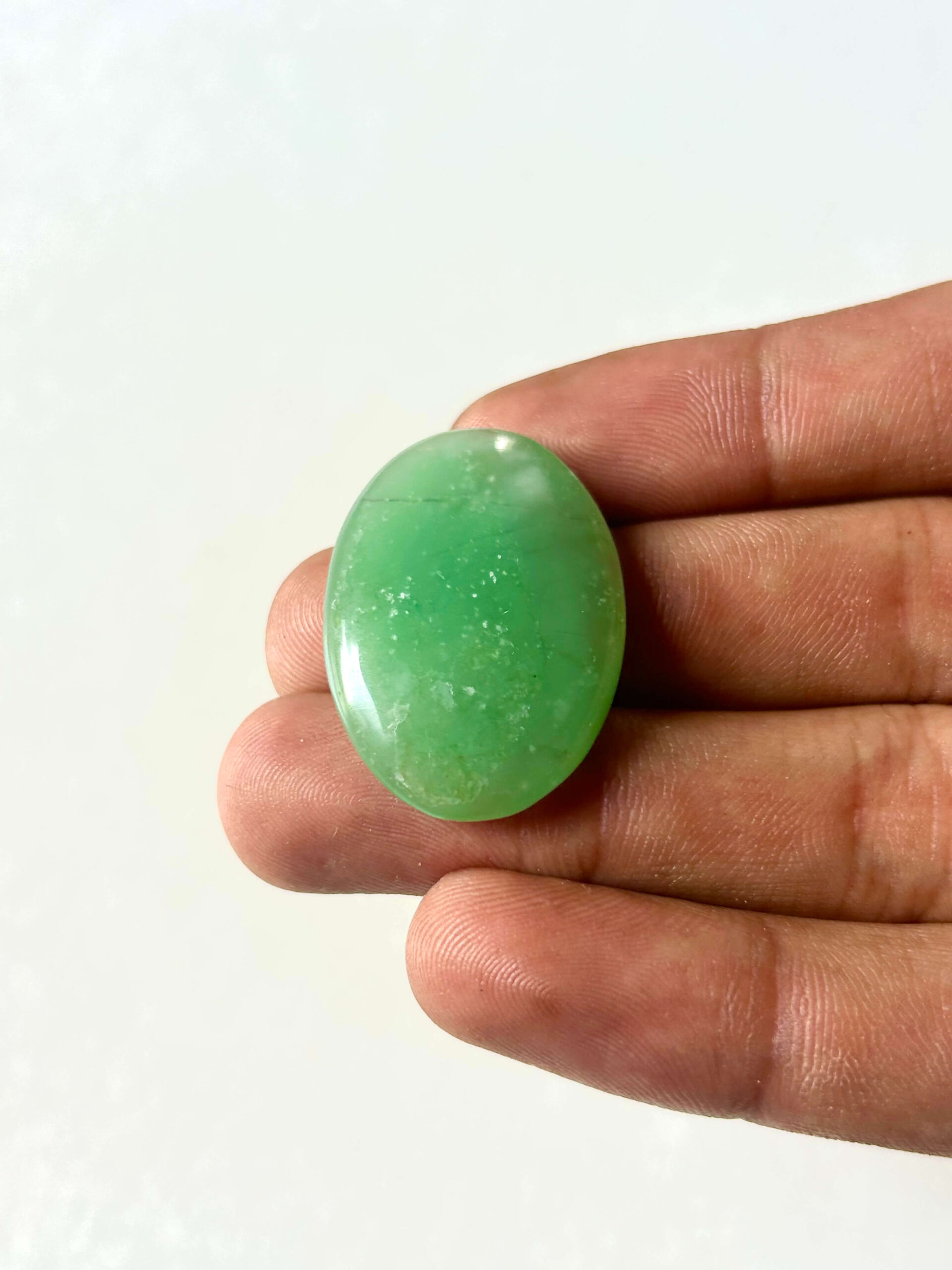 33 mm Green Jade Cabochon for Macrame