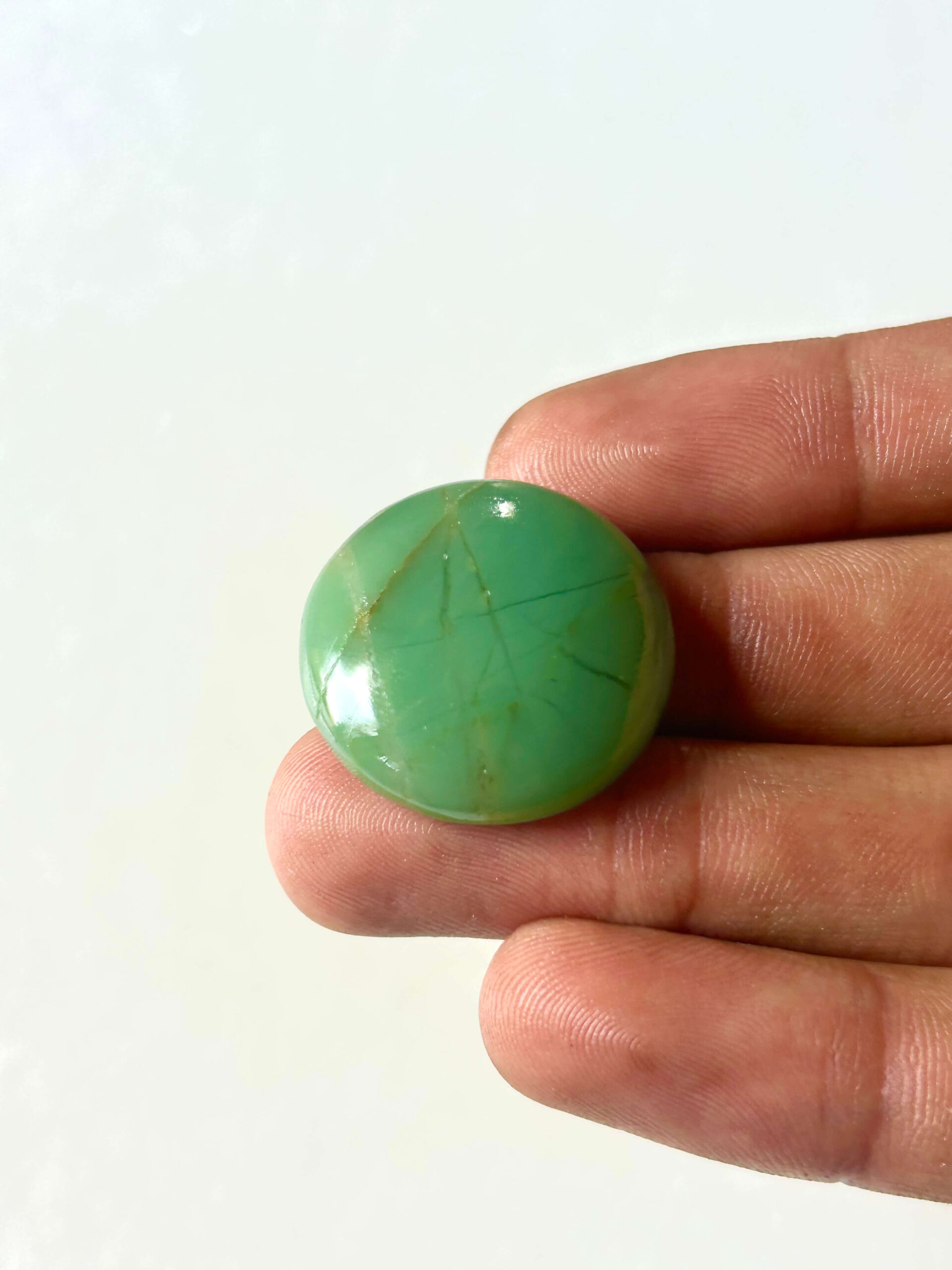 23 mm Green Jade Cabochon for Macrame