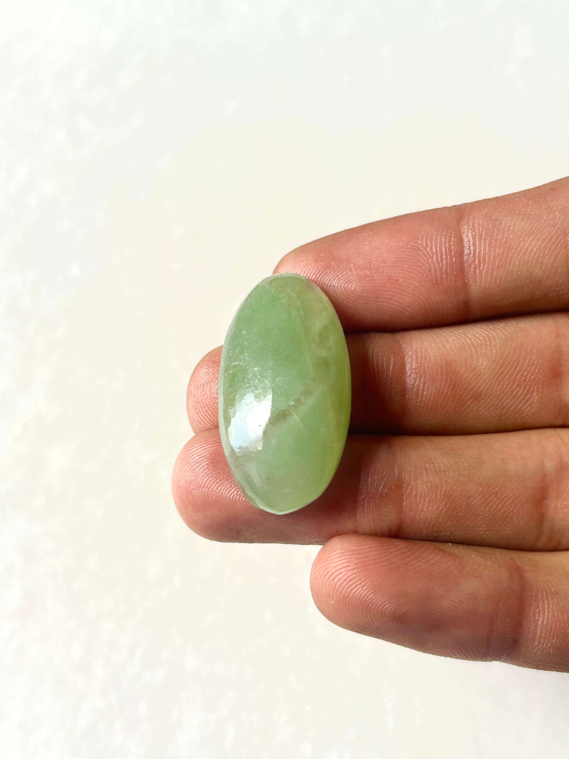 33 mm Green Jade Cabochon for Macrame